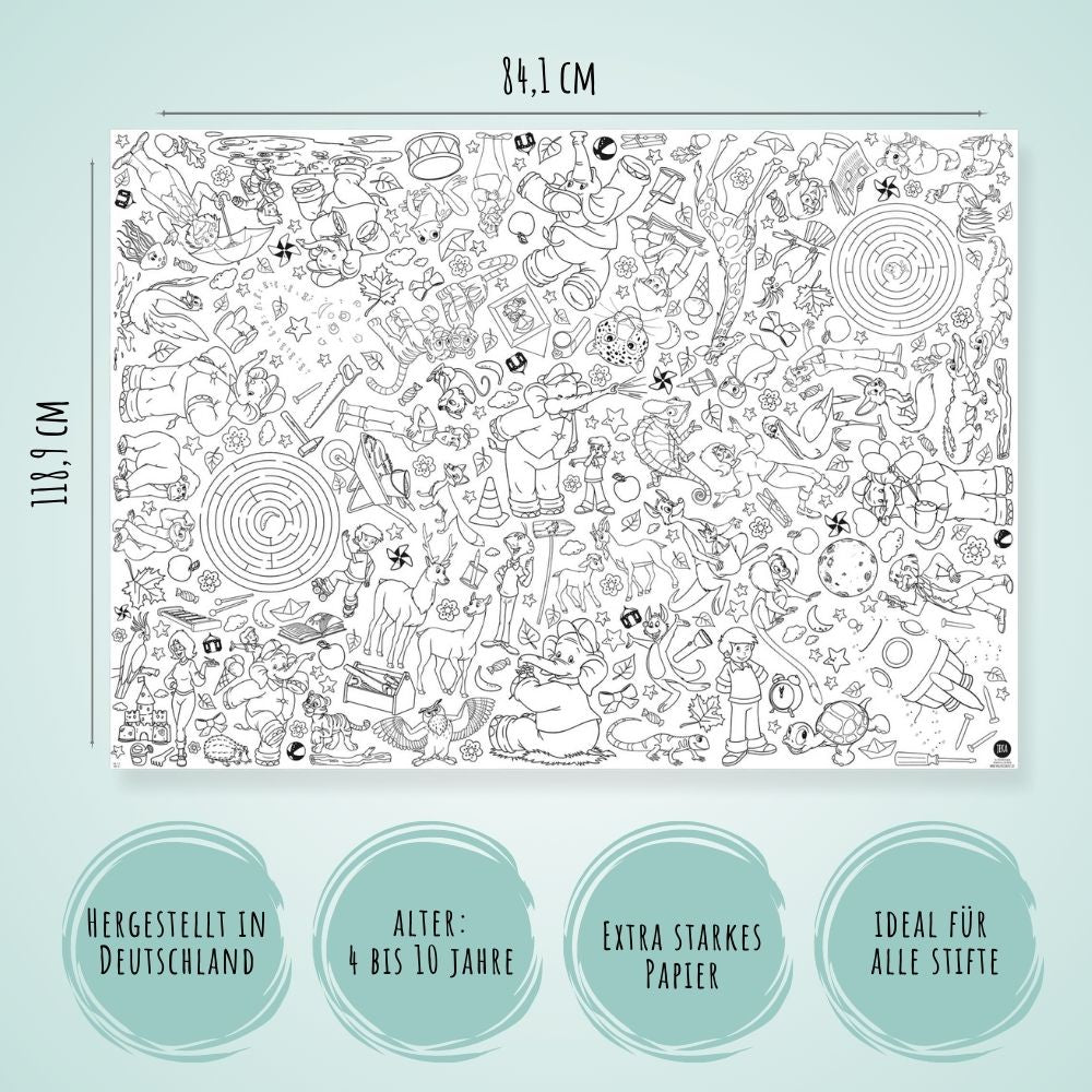 Ausmal - Tischdecke aus Papier "Benjamin Blümchen" Jeka - malmichmunt.com