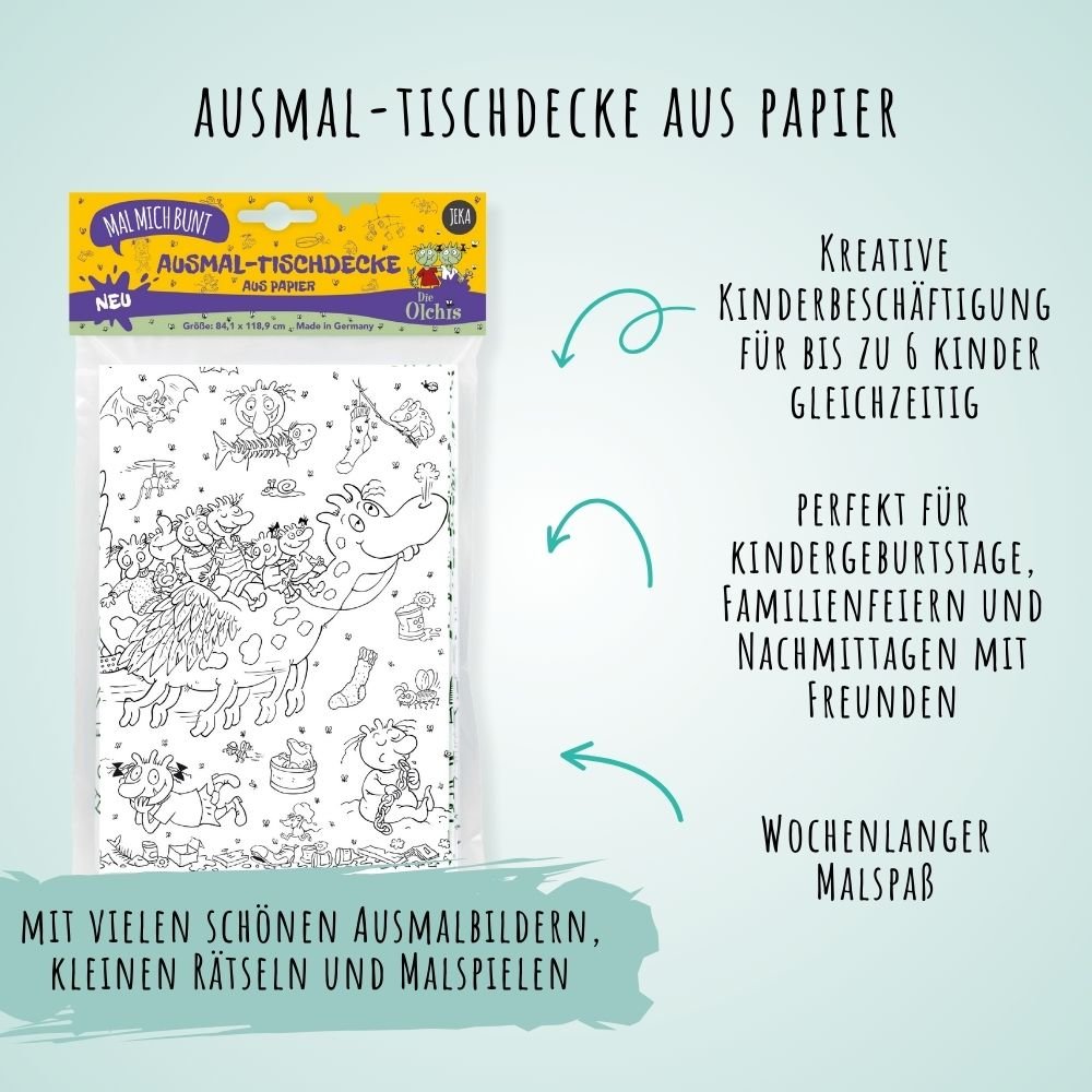 Ausmal - Tischdecke aus Papier "Die Olchis" Jeka - malmichmunt.com
