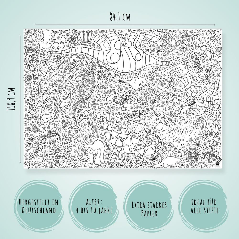 Ausmal - Tischdecke aus Papier "Dino" Jeka - malmichmunt.com