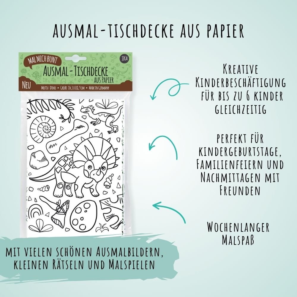 Ausmal - Tischdecke aus Papier "Dino" Jeka - malmichmunt.com