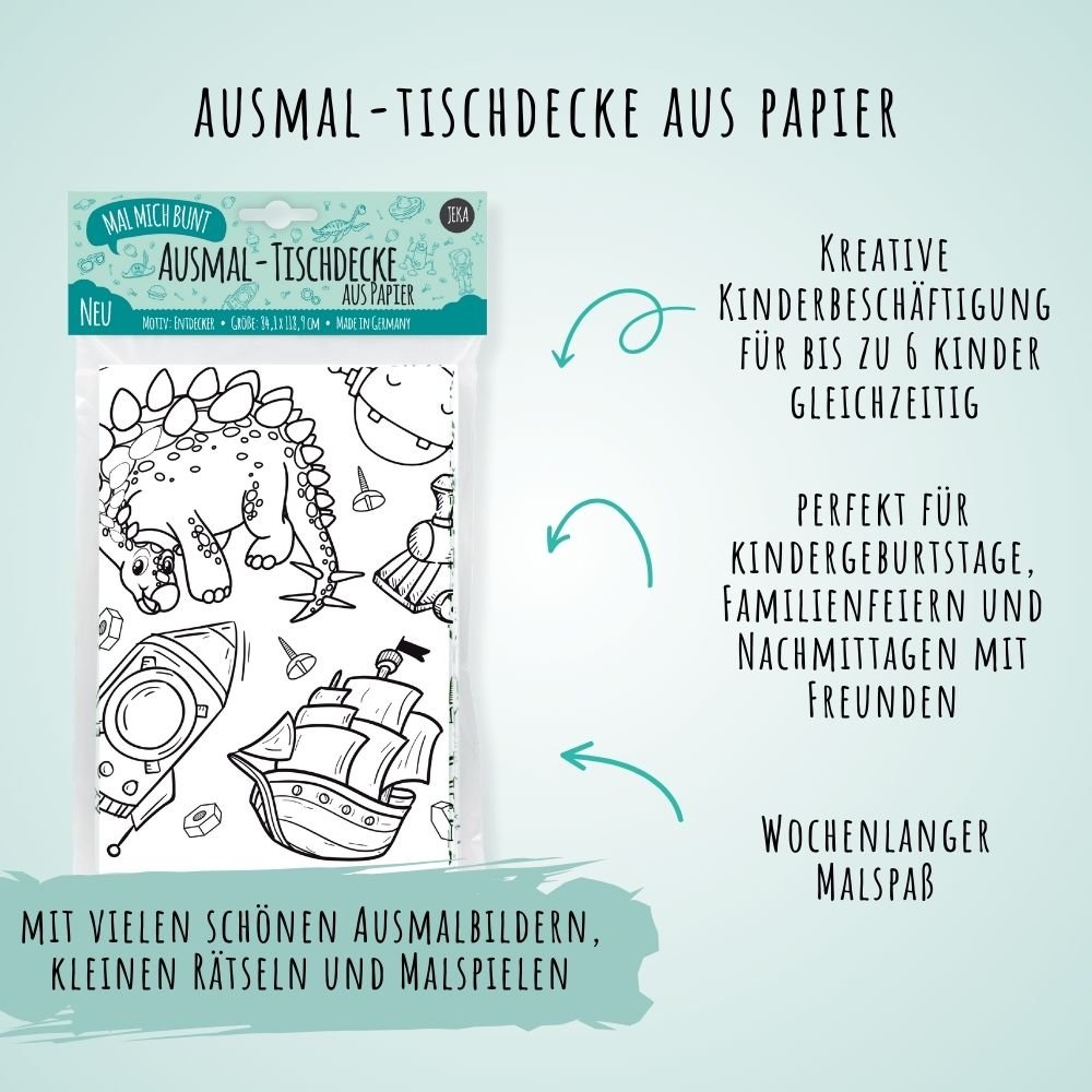 Ausmal - Tischdecke aus Papier "Entdecker" Jeka - malmichmunt.com