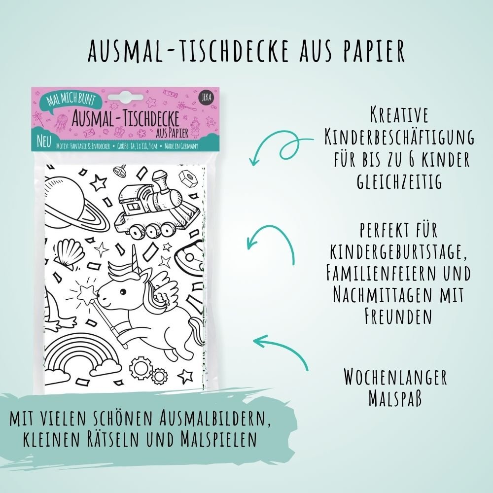 Ausmal - Tischdecke aus Papier Fantasie & Entdecker Jeka - malmichmunt.com