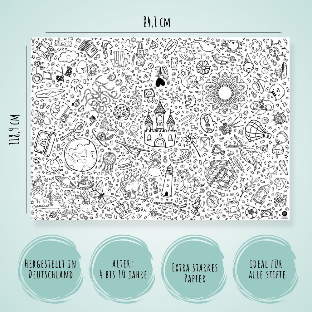 Ausmal - Tischdecke aus Papier Fantasie & Entdecker Jeka - malmichmunt.com
