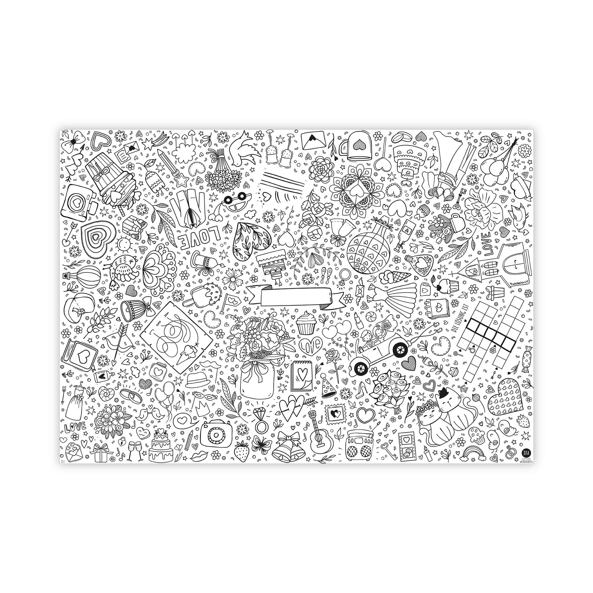 Ausmal - Tischdecke aus Papier "Hochzeit" Jeka - malmichmunt.com