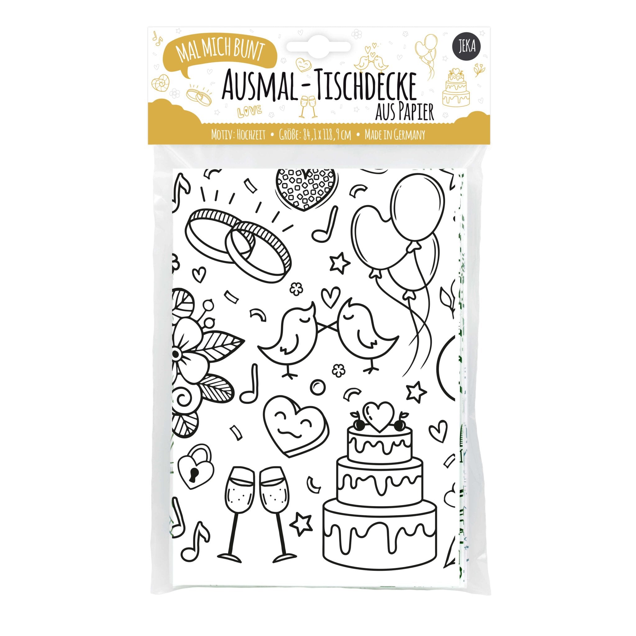 Ausmal - Tischdecke aus Papier "Hochzeit" Jeka - malmichmunt.com