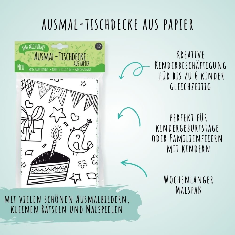Ausmal - Tischdecke aus Papier "Kindergeburtstag" Jeka - malmichmunt.com