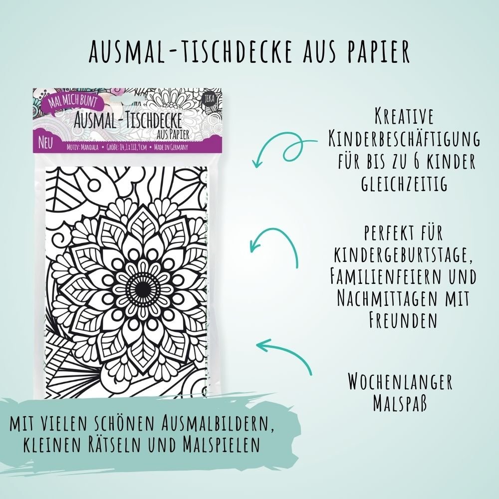 Ausmal - Tischdecke aus Papier "Mandala" Jeka - malmichmunt.com