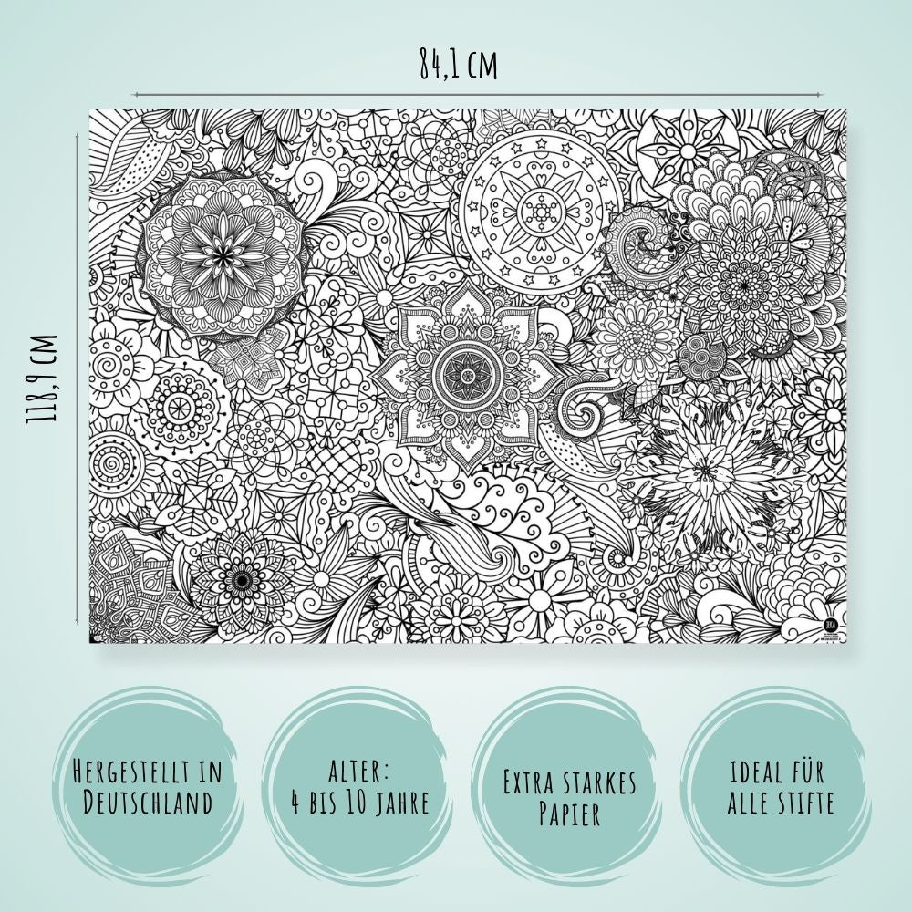 Ausmal - Tischdecke aus Papier "Mandala" Jeka - malmichmunt.com