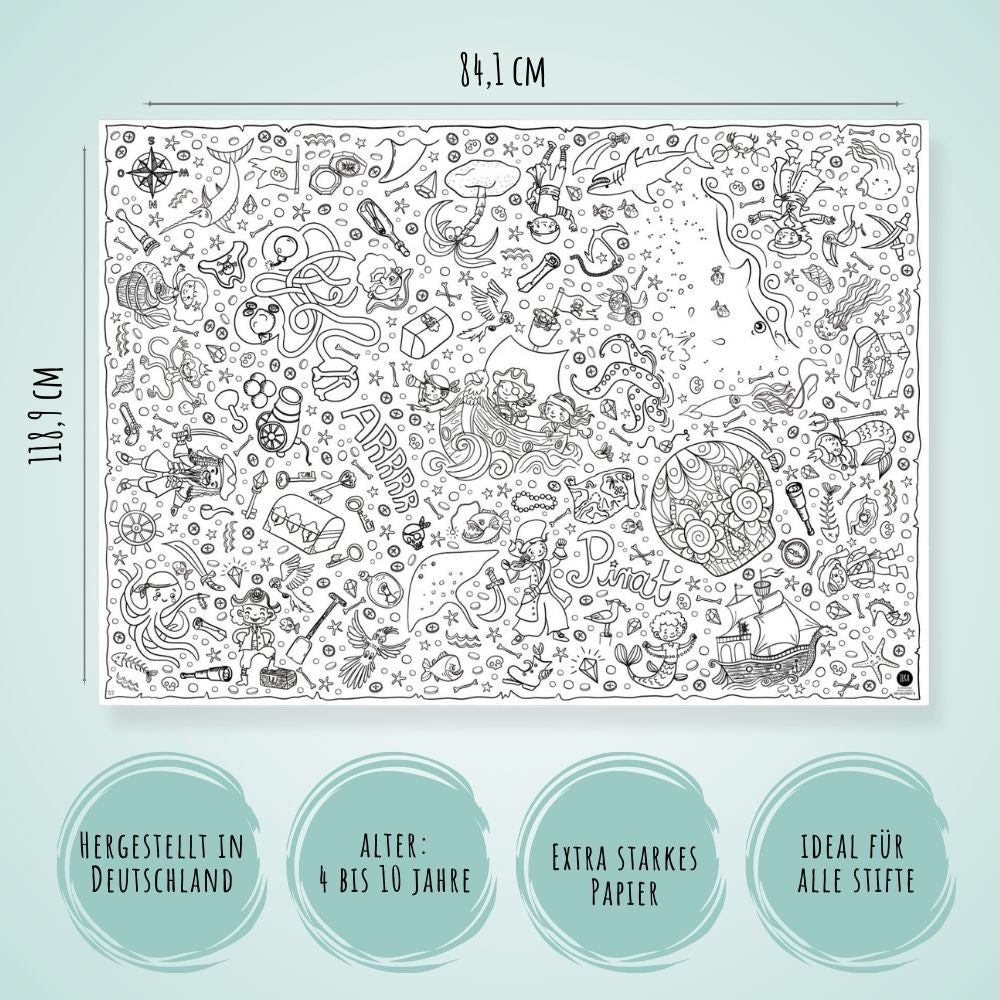 Ausmal - Tischdecke aus Papier Pirat Jeka - malmichmunt.com