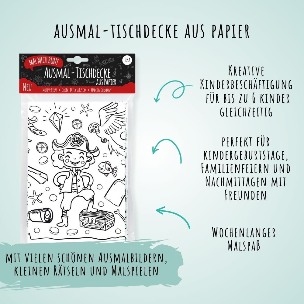Ausmal - Tischdecke aus Papier Pirat Jeka - malmichmunt.com