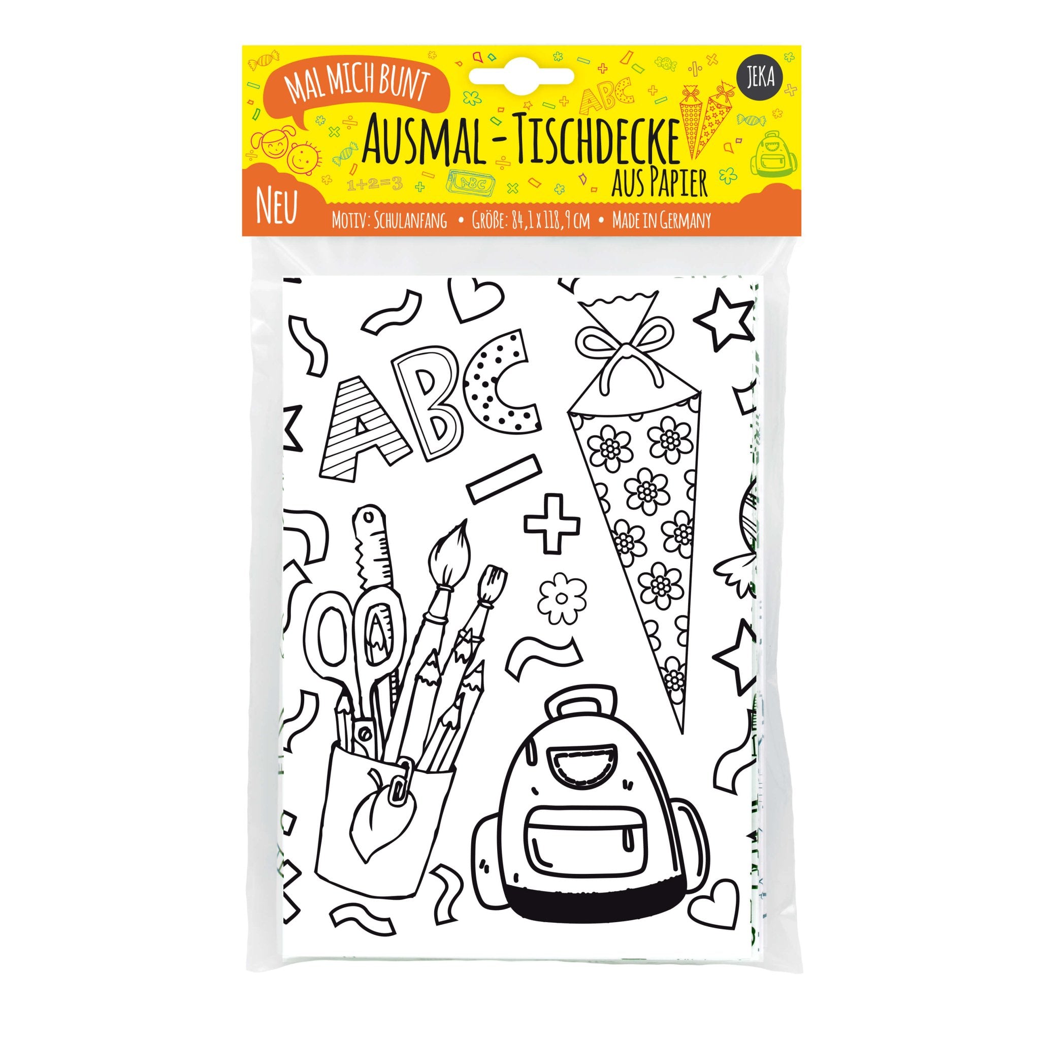 Ausmal - Tischdecke aus Papier "Schulanfang" Jeka - malmichmunt.com