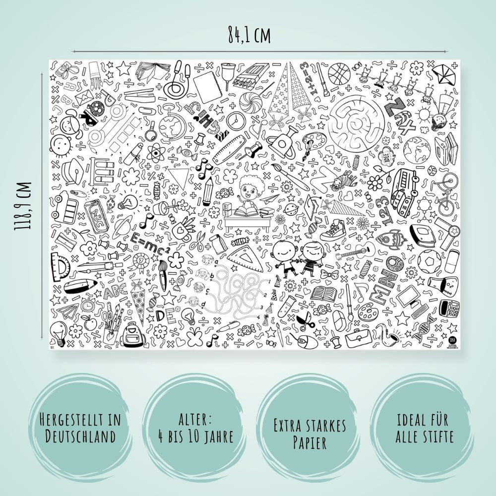 Ausmal - Tischdecke aus Papier "Schulanfang" Jeka - malmichmunt.com