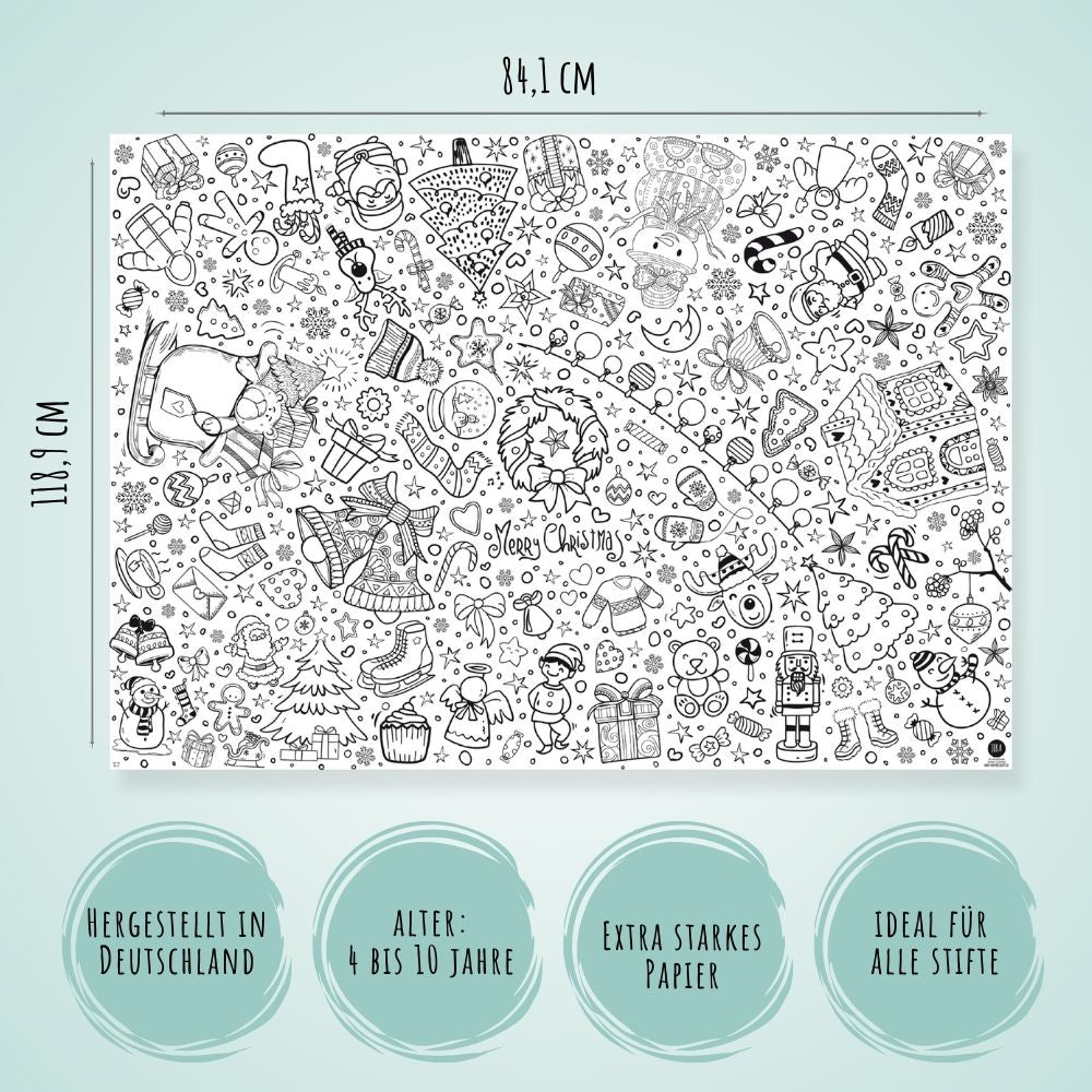 Ausmal - Tischdecke aus Papier "Weihnachten" Jeka - malmichmunt.com