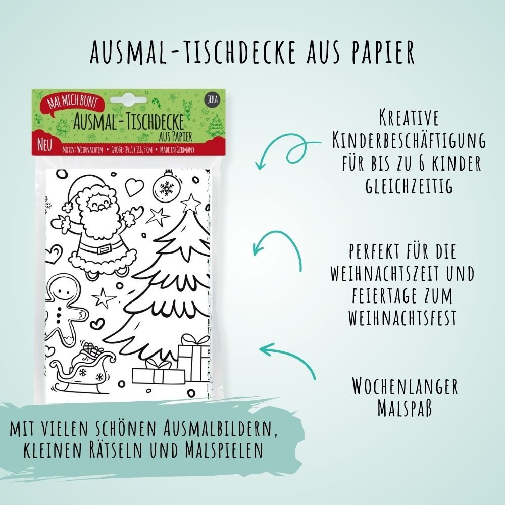 Ausmal - Tischdecke aus Papier "Weihnachten" Jeka - malmichmunt.com