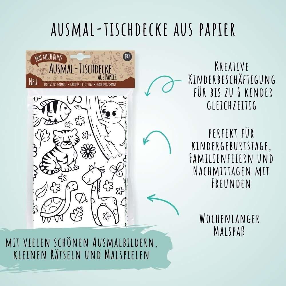 Ausmal - Tischdecke aus Papier "Zoo & Natur" Jeka - malmichmunt.com