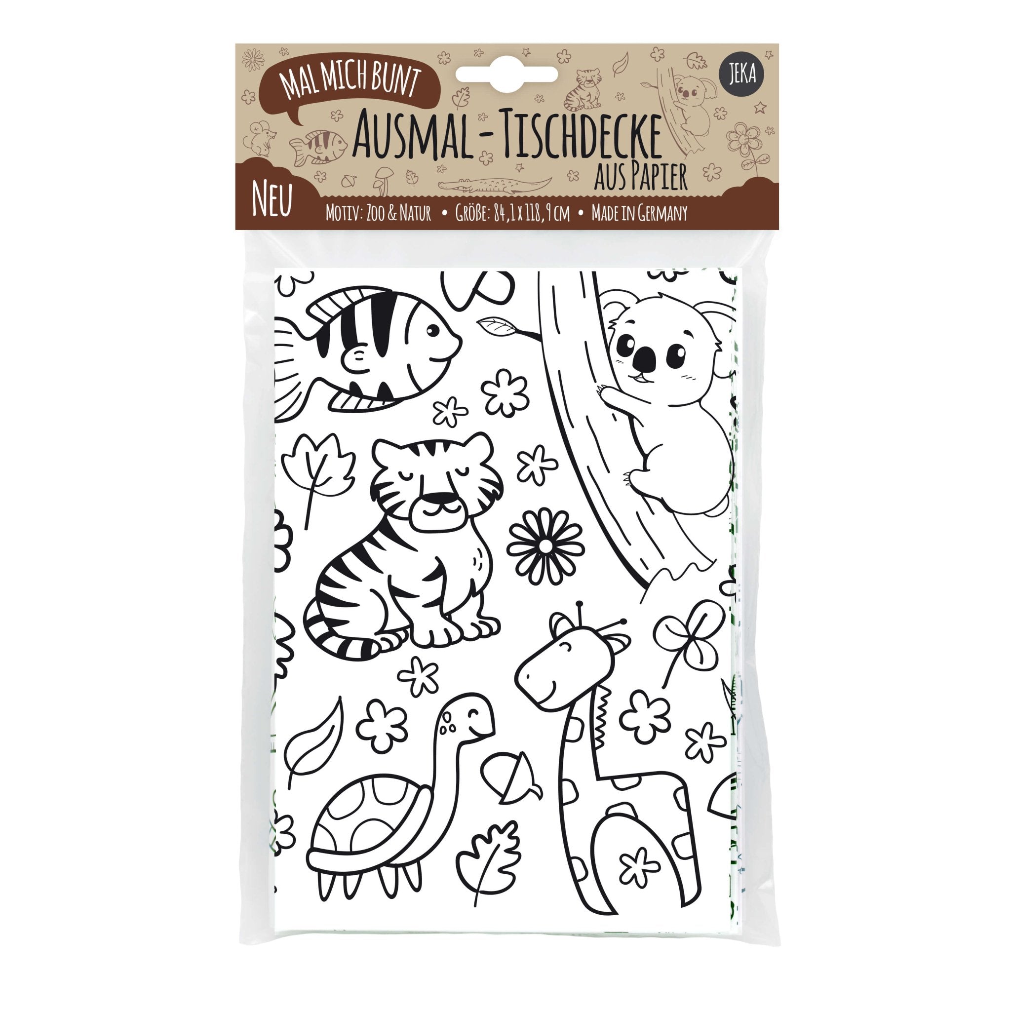 Ausmal - Tischdecke aus Papier "Zoo & Natur" Jeka - malmichmunt.com
