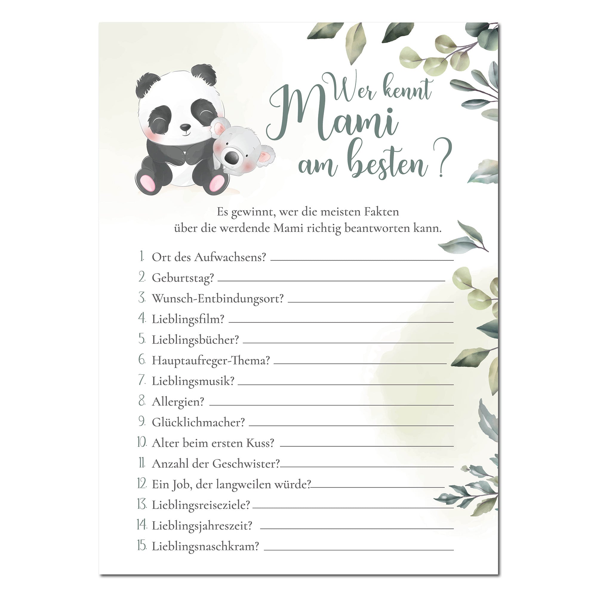 Babyparty - Spiel Wer kennt Mami am besten Jeka - malmichmunt.com