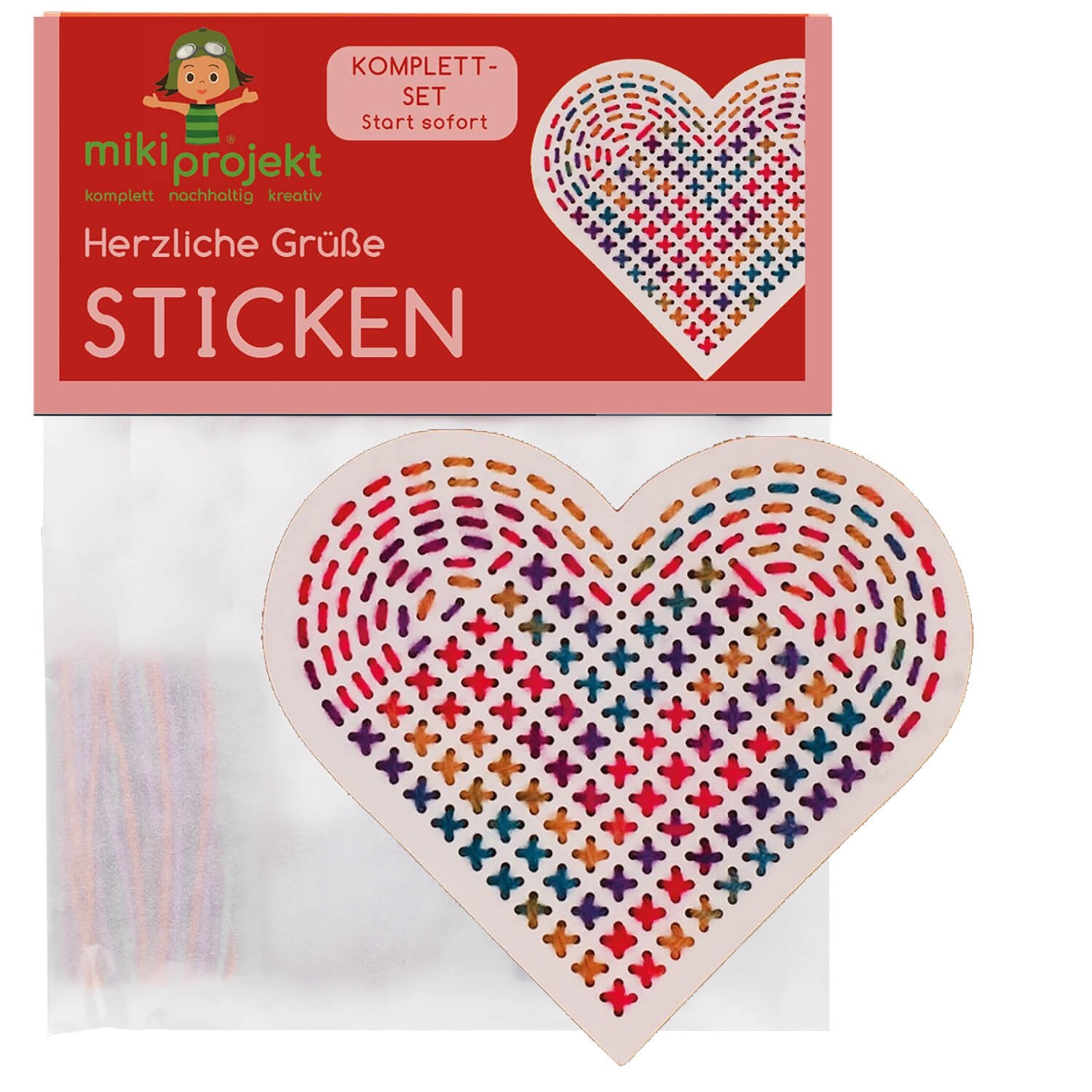 Bastelset Herz - Sticken für Kinder Mikiprojekt - malmichmunt.com