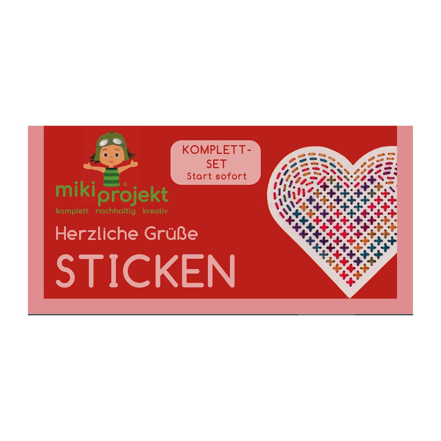 Bastelset Herz - Sticken für Kinder Mikiprojekt - malmichmunt.com