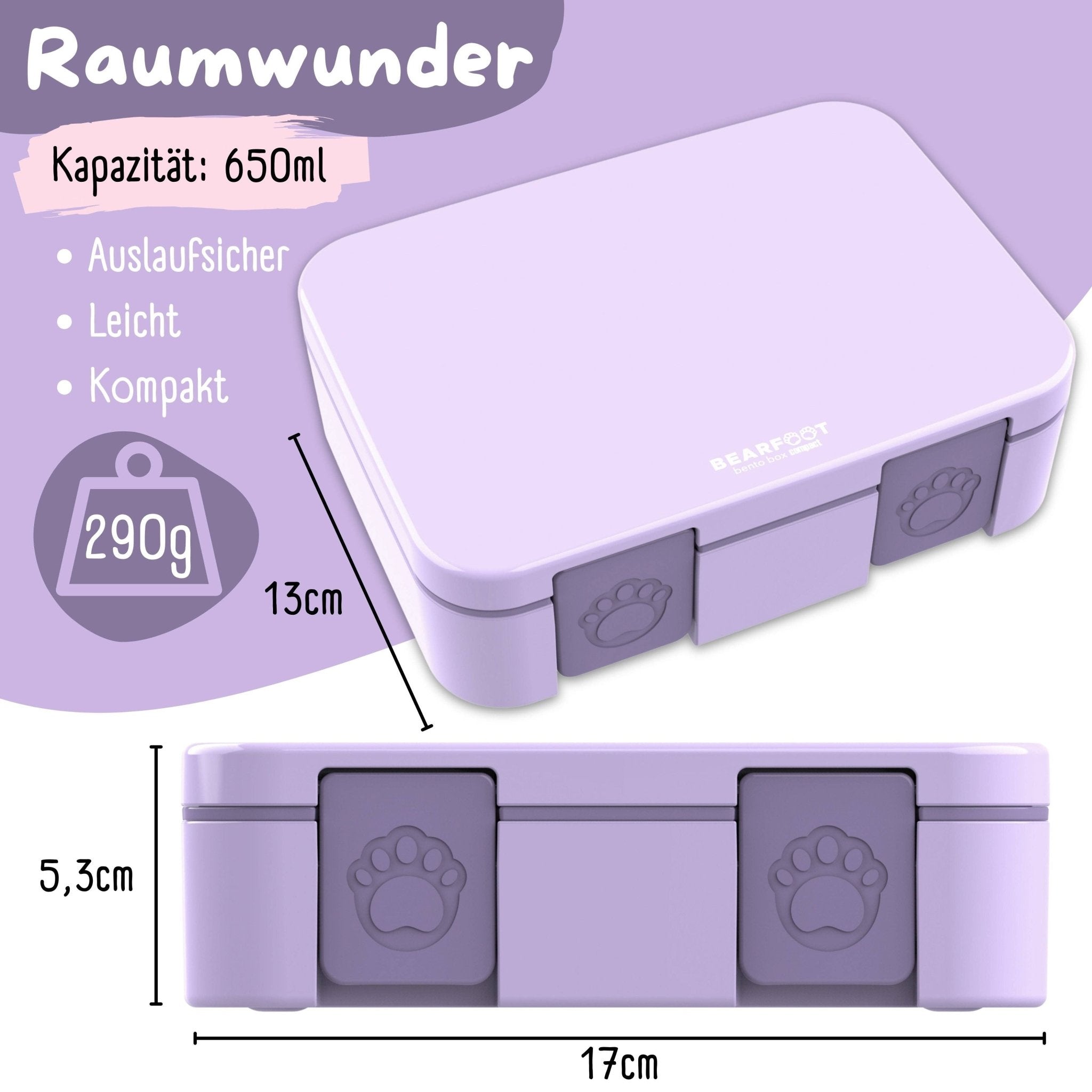 BEARFOOT Bento Box COMPACT - lila: 1.000ml BEARFOOT - malmichmunt.com