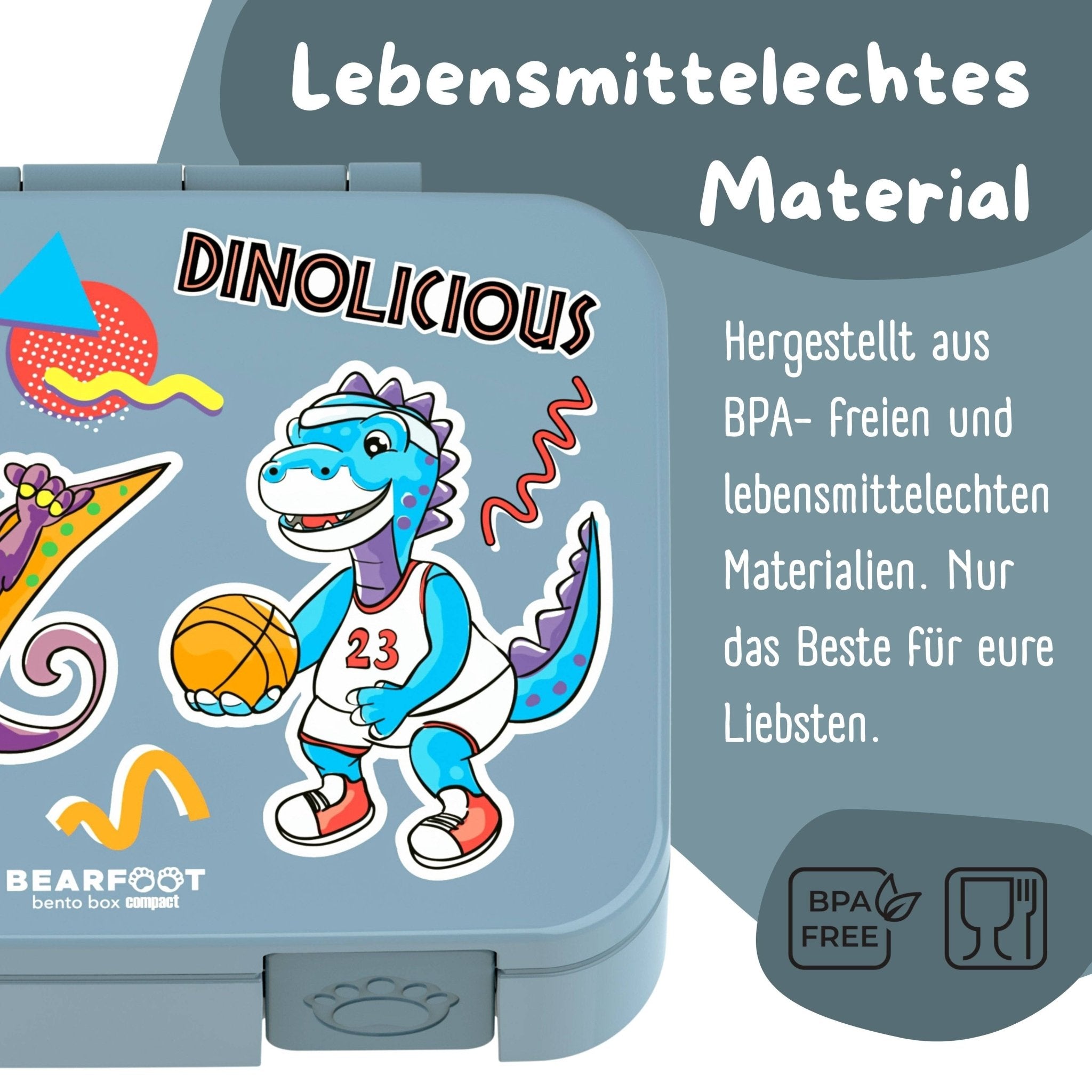 Bearfoot Bentobox Compact - Dinos blau - 1.000ml BEARFOOT - malmichmunt.com