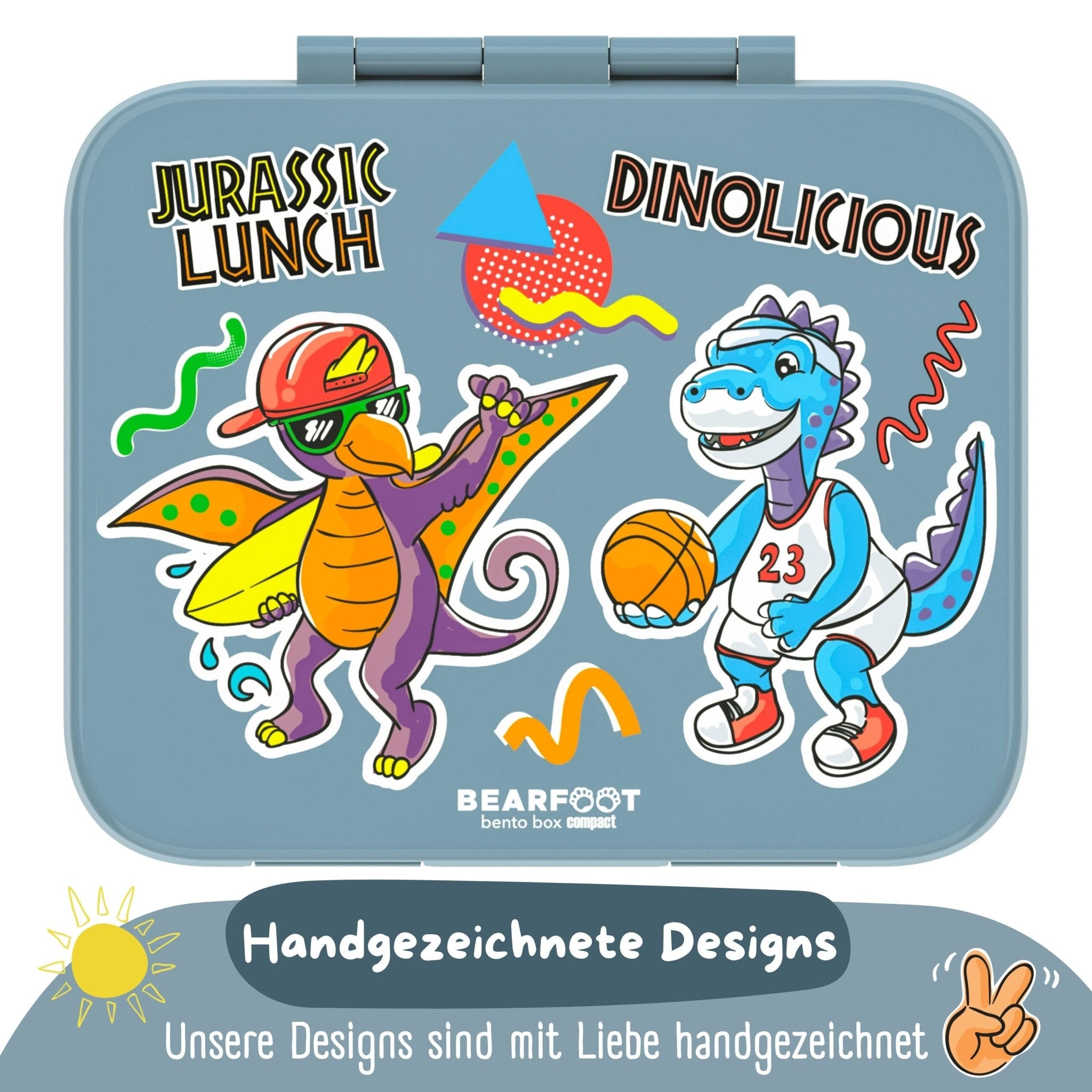 Bearfoot Bentobox Compact - Dinos blau - 1.000ml BEARFOOT - malmichmunt.com