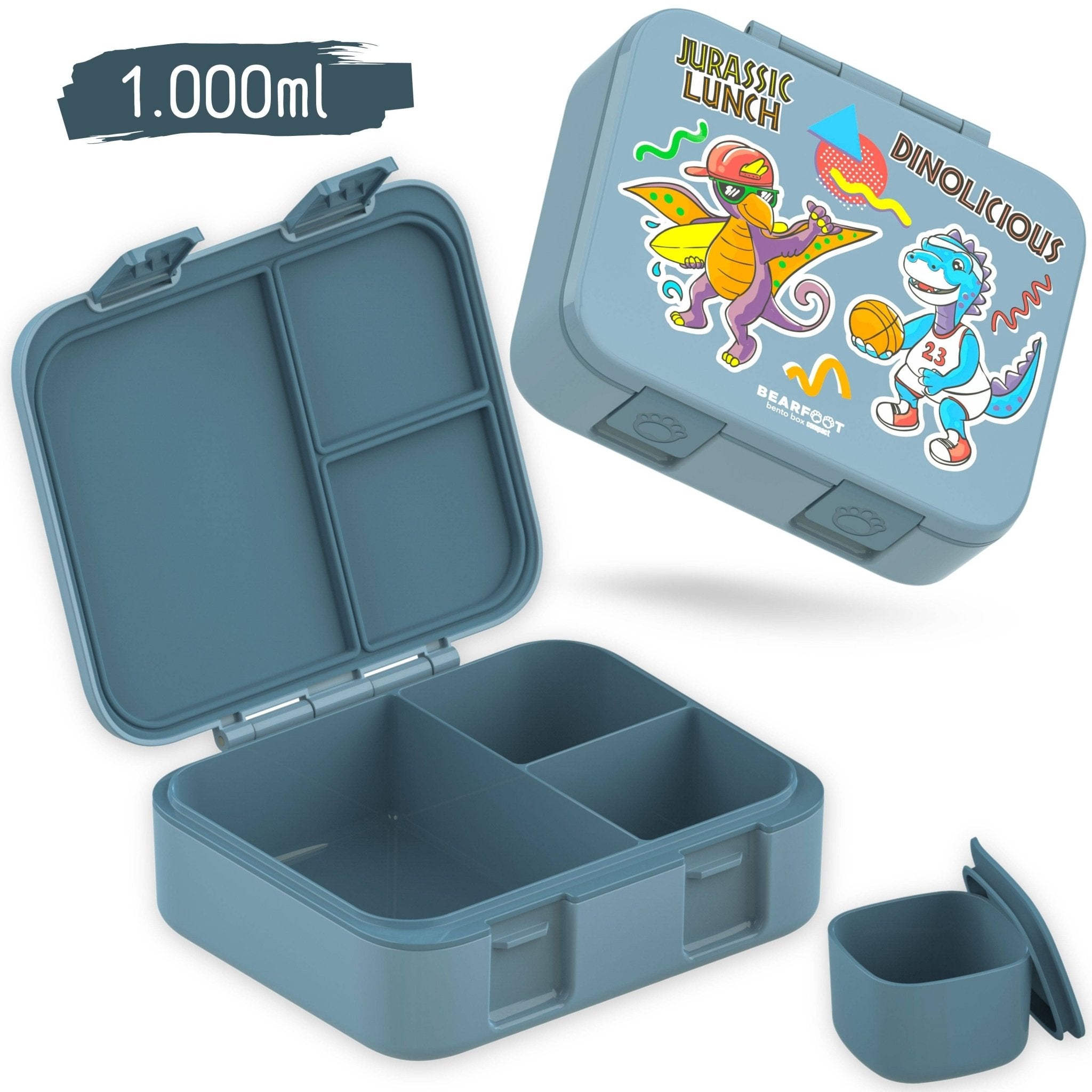 Bearfoot Bentobox Compact - Dinos blau - 1.000ml BEARFOOT - malmichmunt.com