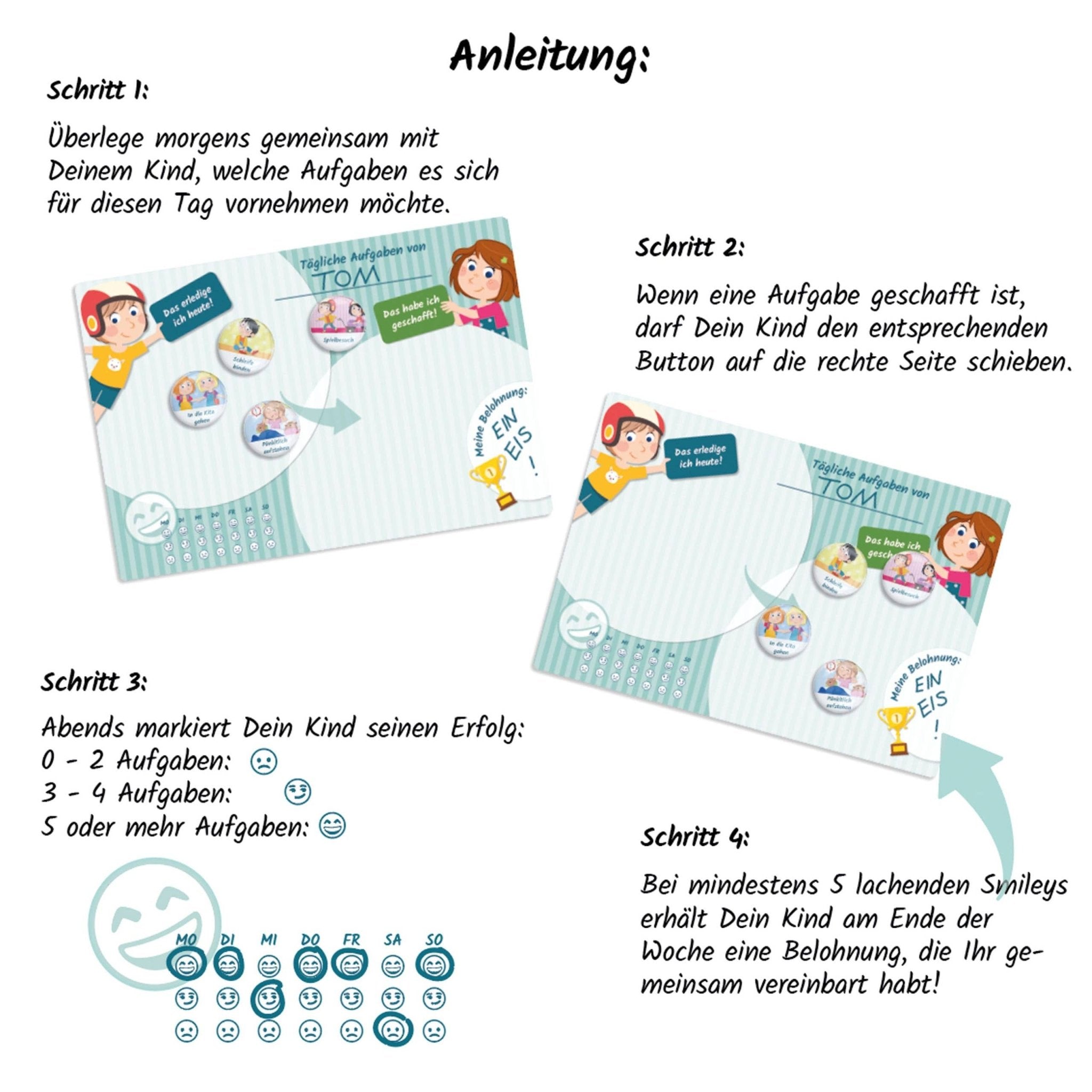 Belohnungstafel mit Magneten - Basis - Set Tagesablauf Papierdrachen - malmichmunt.com