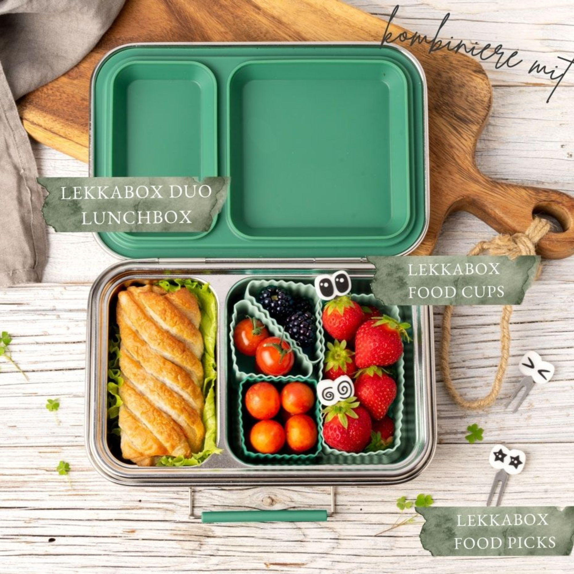 Bento Förmchen, 4er Set - LEKKABOX Cups - Forest Lekkabox - malmichmunt.com