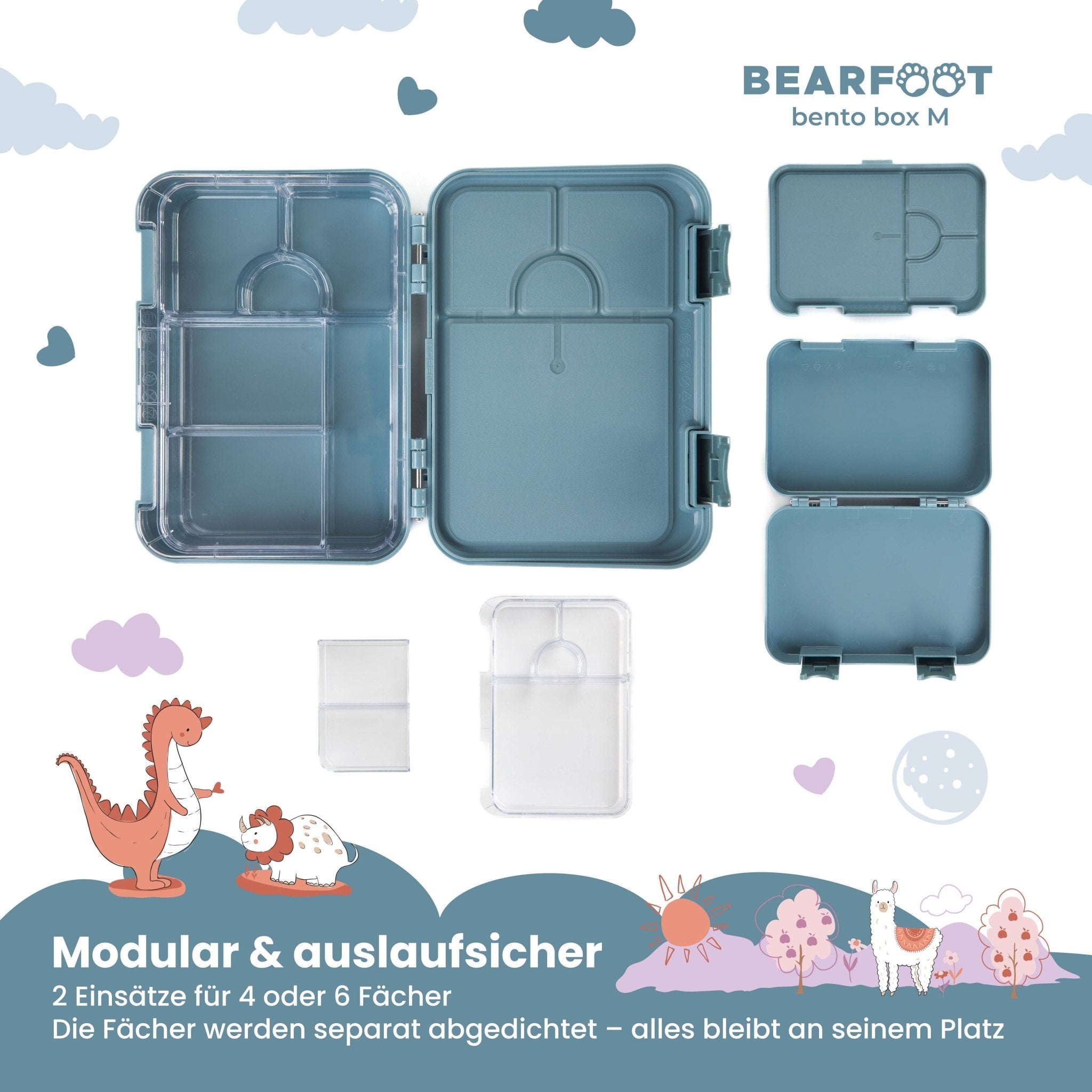 Brotdose Kinder mit Fächern, Lunchbox, Bento box - Bagger BEARFOOT - malmichmunt.com