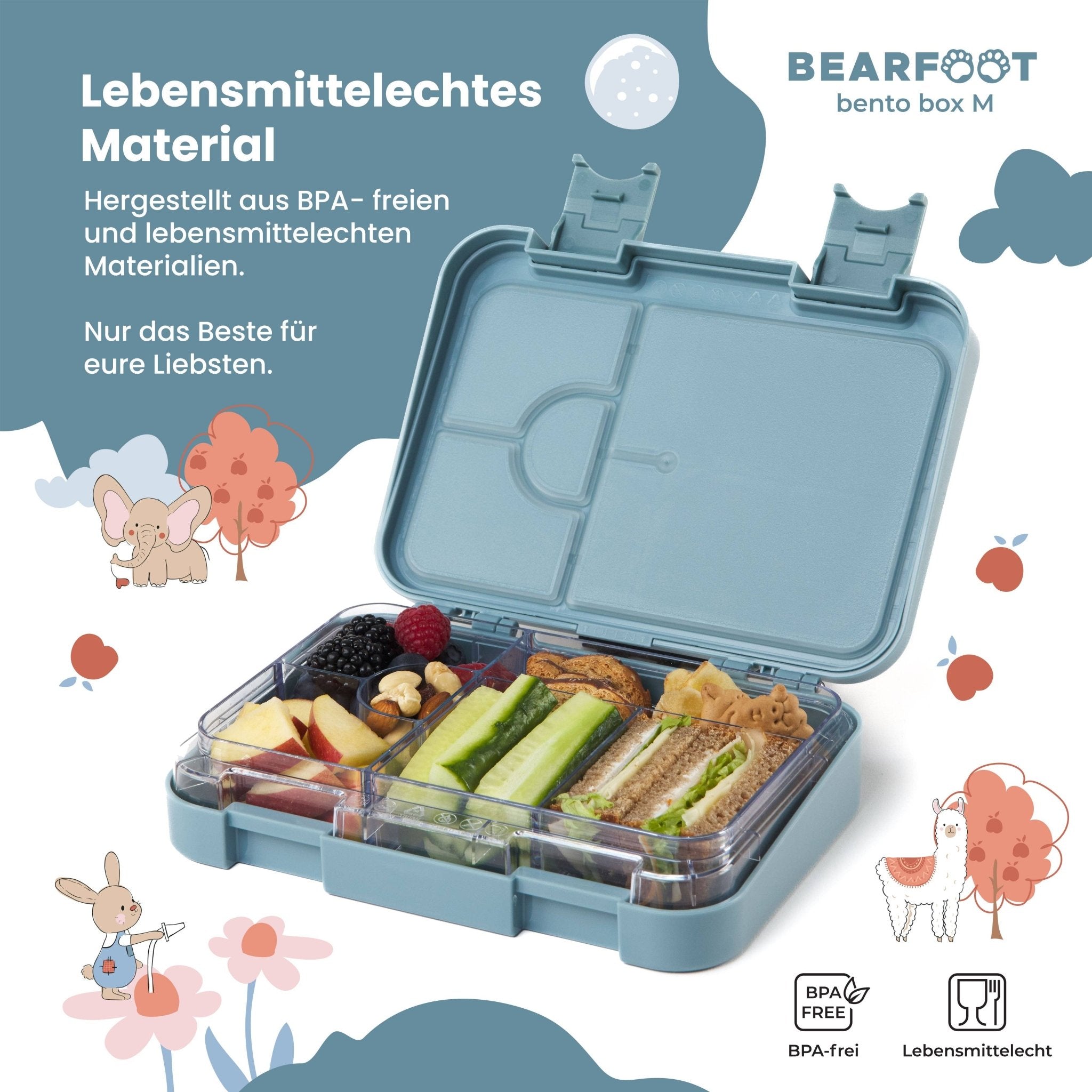 Brotdose Kinder mit Fächern, Lunchbox, Bento box - Bagger BEARFOOT - malmichmunt.com