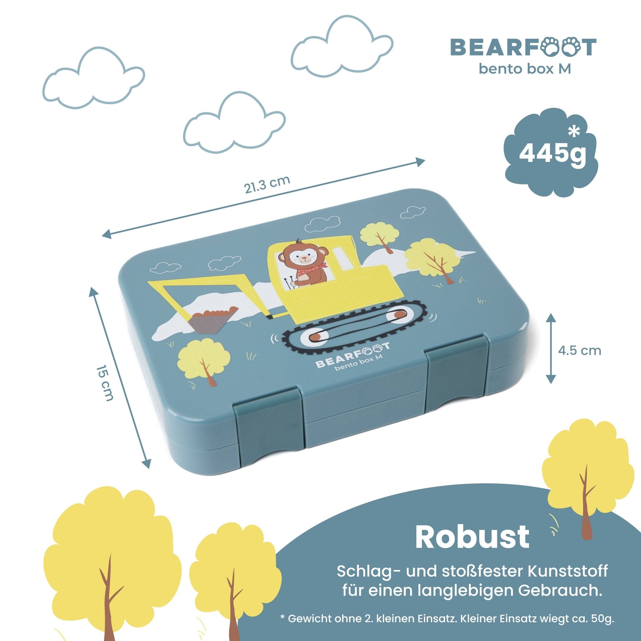Brotdose Kinder mit Fächern, Lunchbox, Bento box - Bagger BEARFOOT - malmichmunt.com