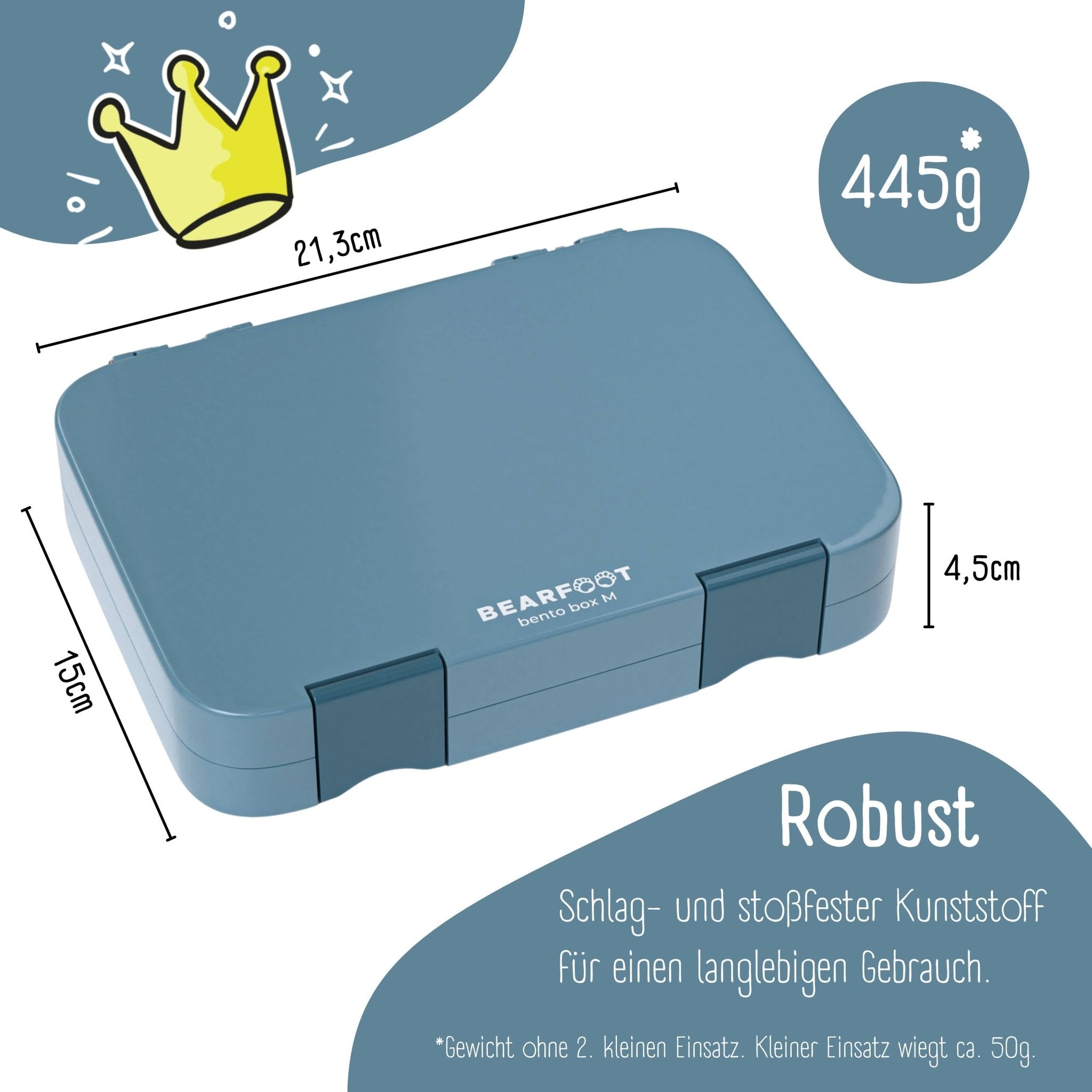 Brotdose Kinder mit Fächern, Lunchbox, Bento box - Blau BEARFOOT - malmichmunt.com