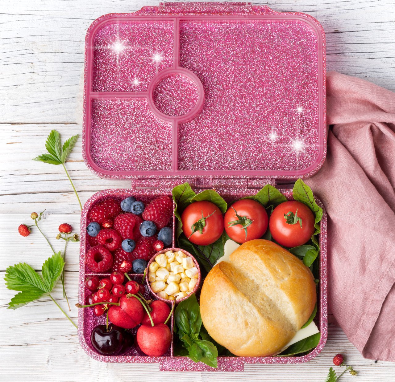 Brotdose Lekkabox Glamour Glitzer Pink Lekkabox - malmichmunt.com