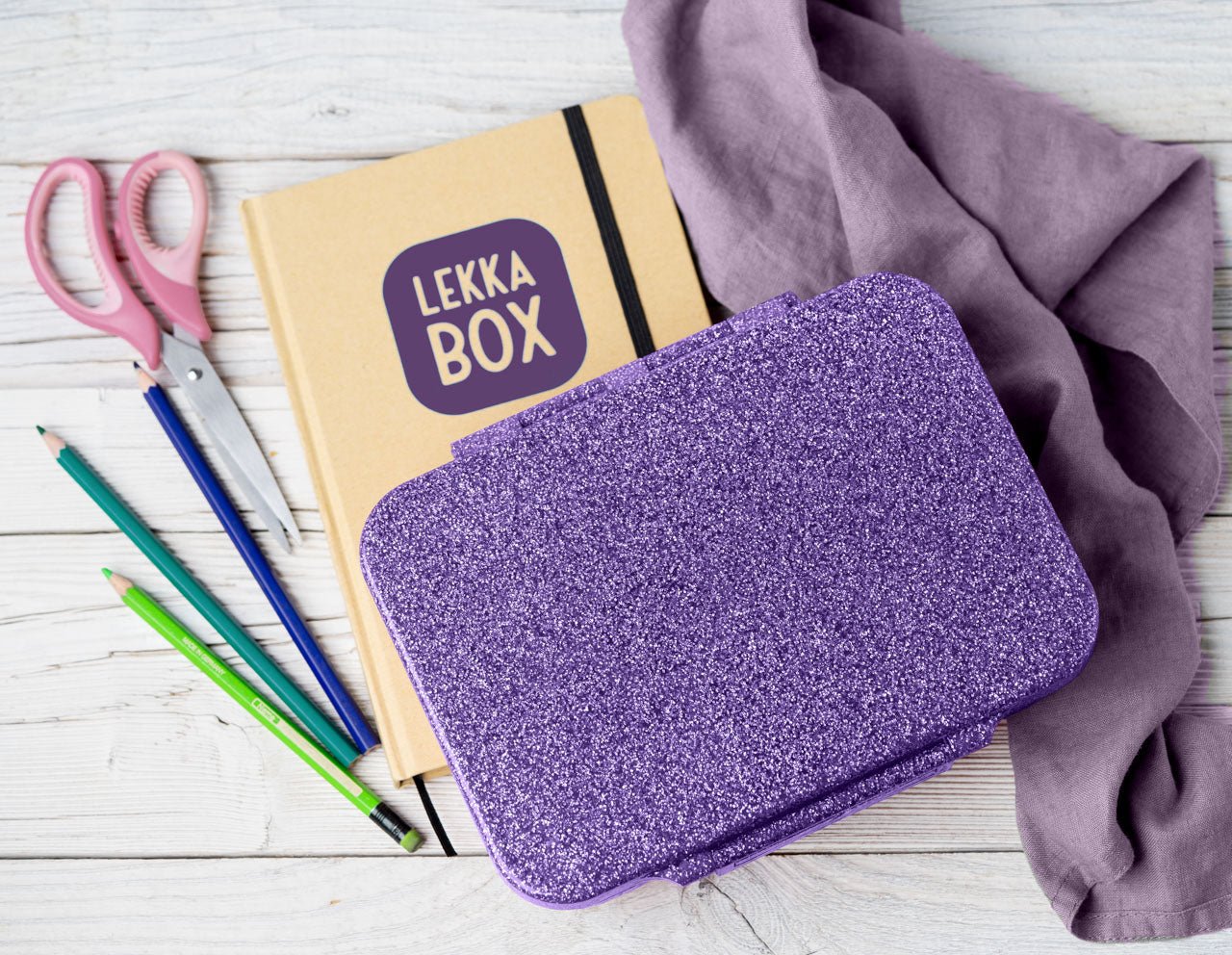 Brotdose Lekkabox Glamour Glitzer Purple Lekkabox - malmichmunt.com
