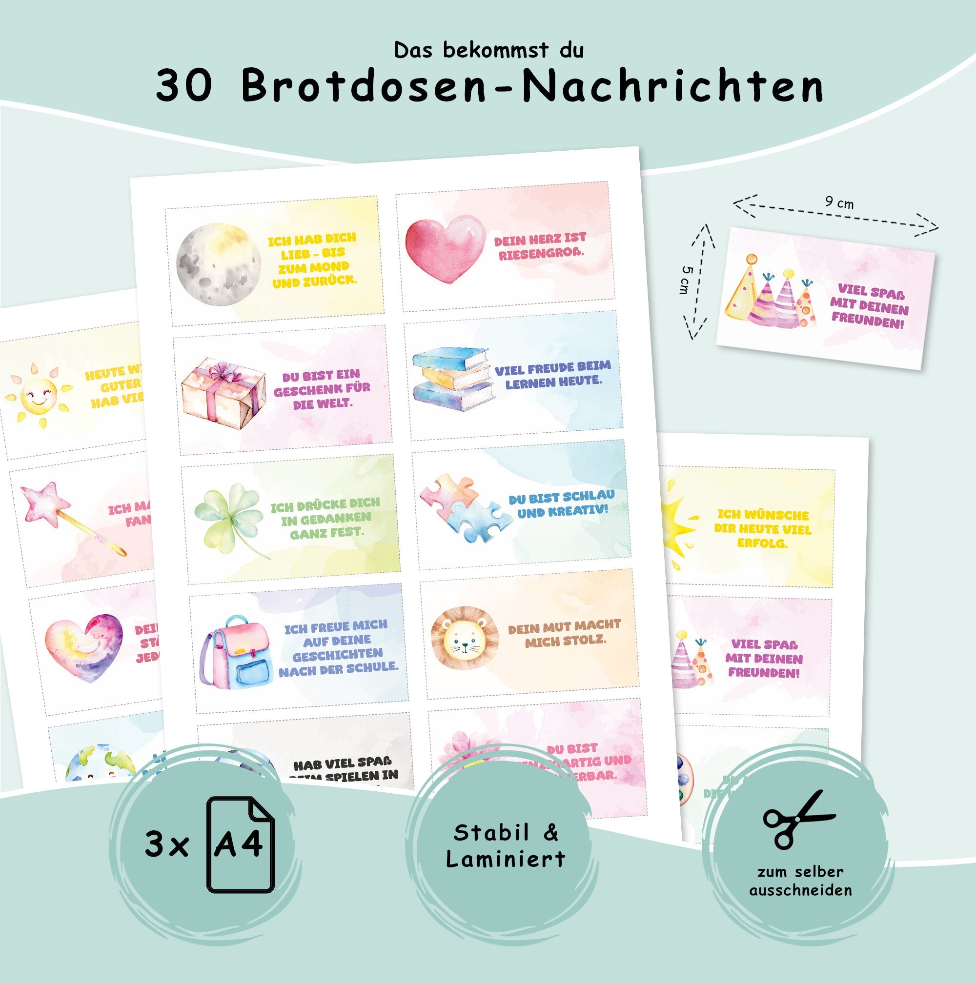 Brotdosenkarten für Kinder - Aquarell Jeka - malmichmunt.com