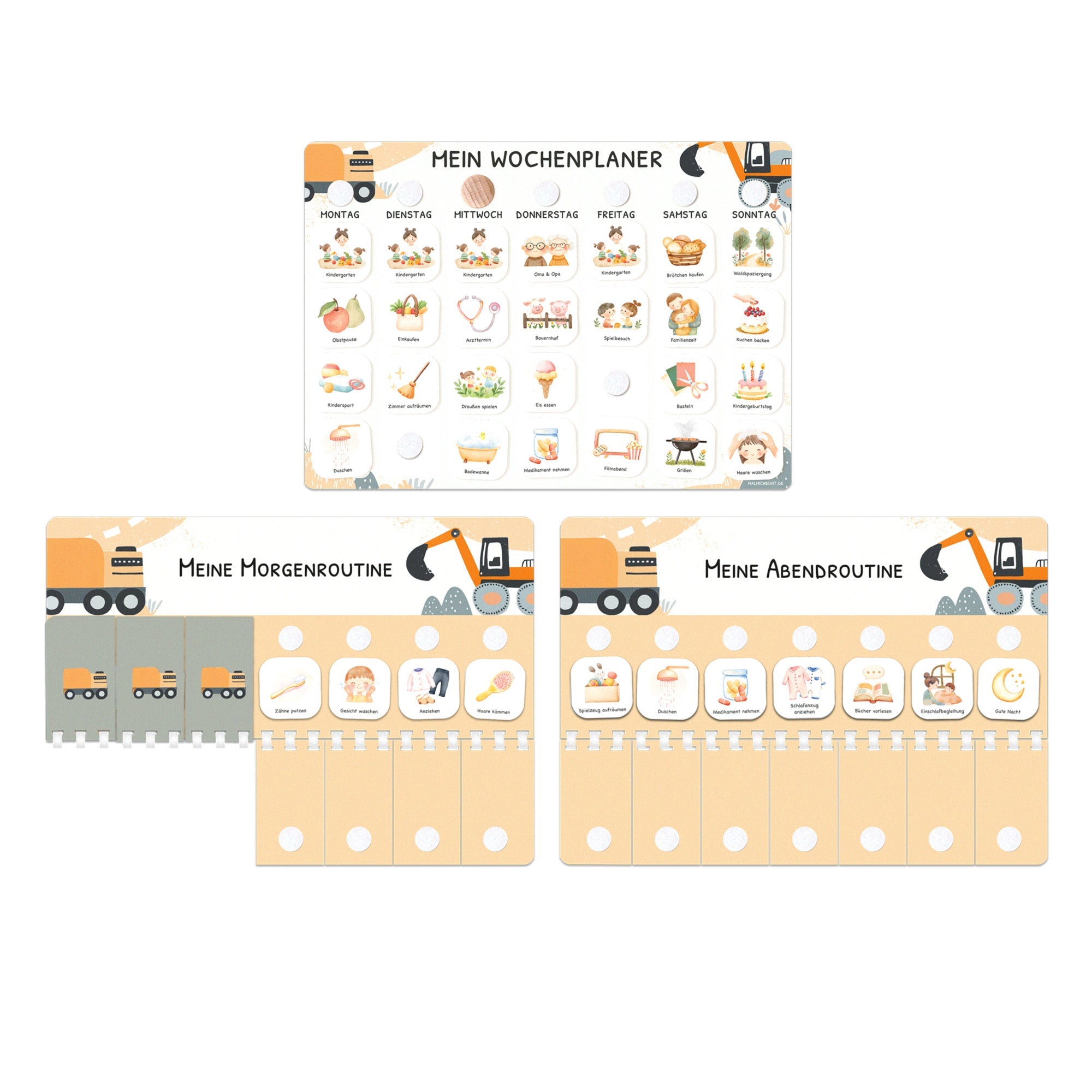 Bundle: Wochenplaner + Morgenroutine + Abendroutine - Bagger Jeka - malmichmunt.com