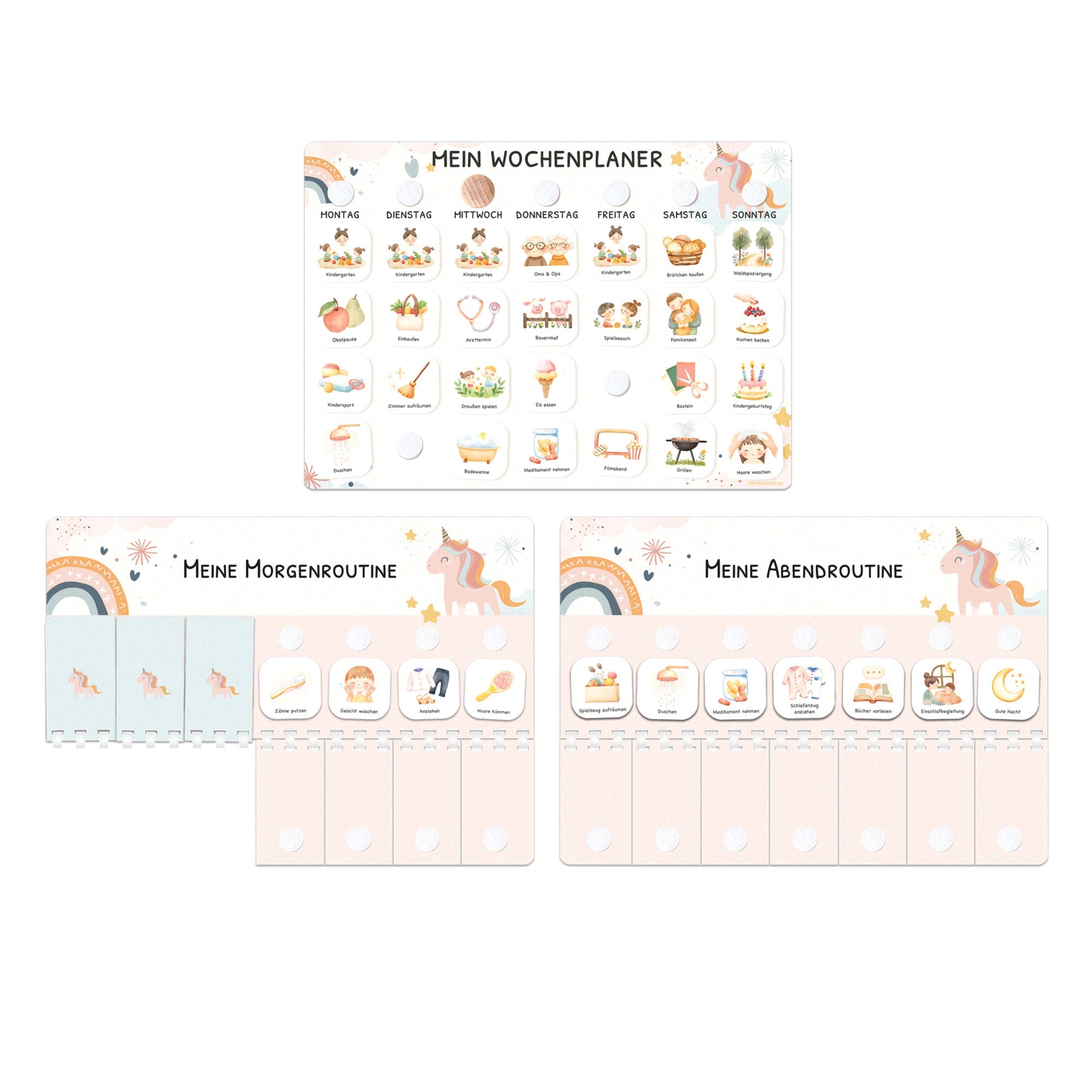 Bundle: Wochenplaner + Morgenroutine + Abendroutine - Einhorn Jeka - malmichmunt.com