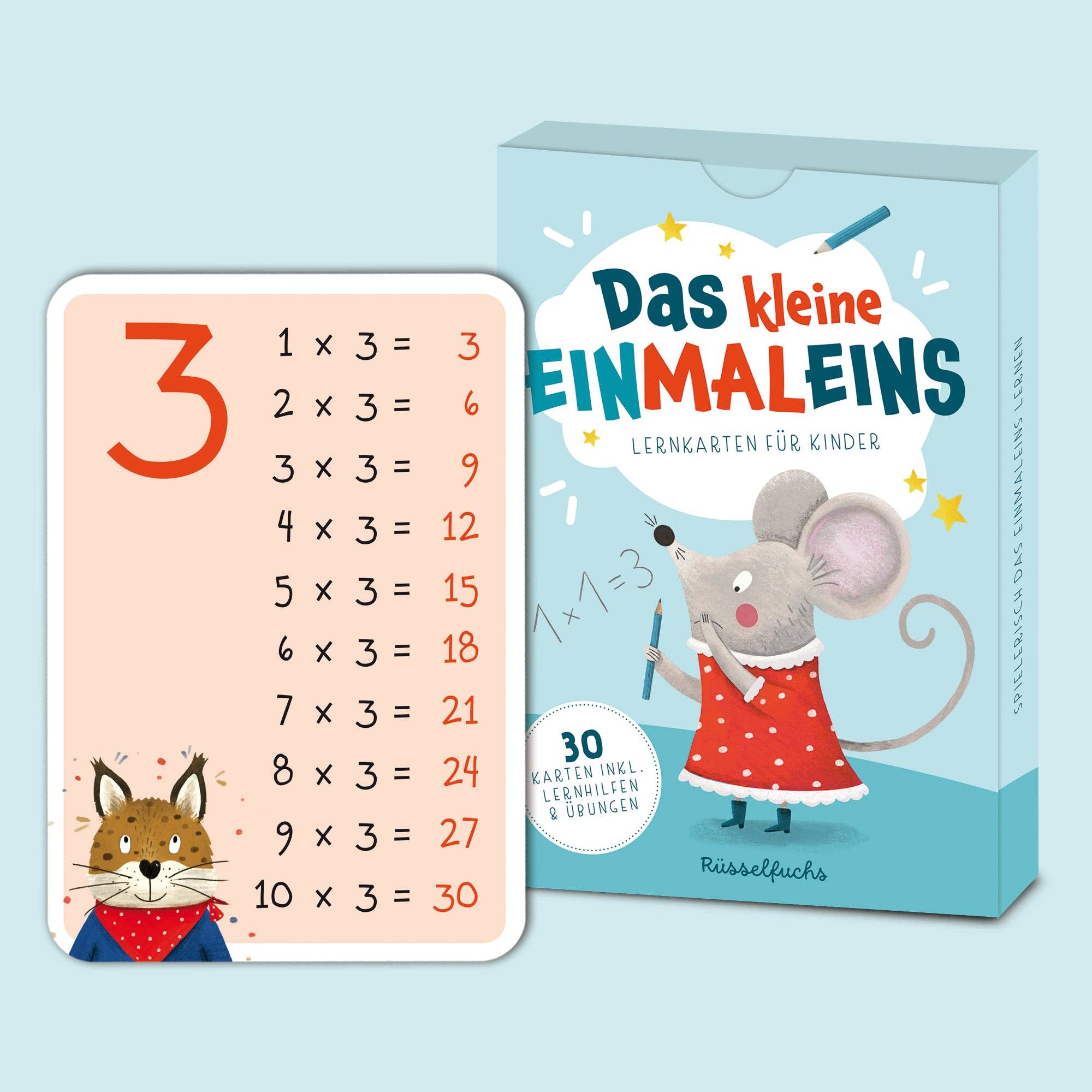 Das kleine Einmaleins – Lernkarten 1–10 für Kinder Rüsselfuchs - malmichmunt.com