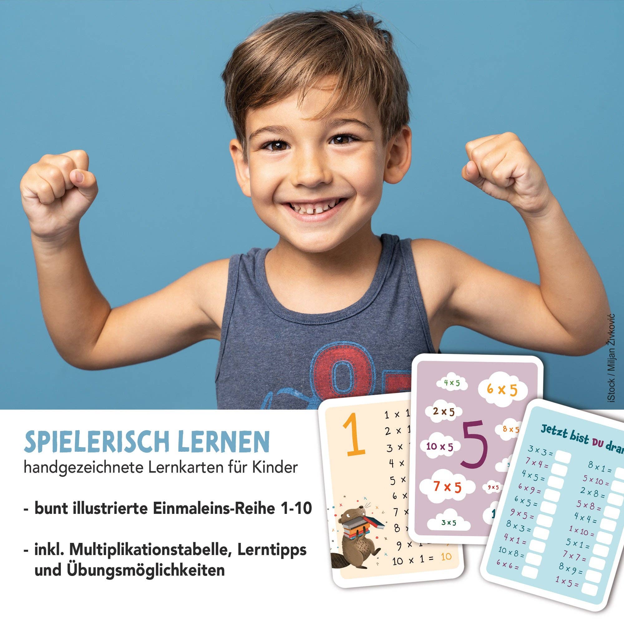 Das kleine Einmaleins – Lernkarten 1–10 für Kinder Rüsselfuchs - malmichmunt.com
