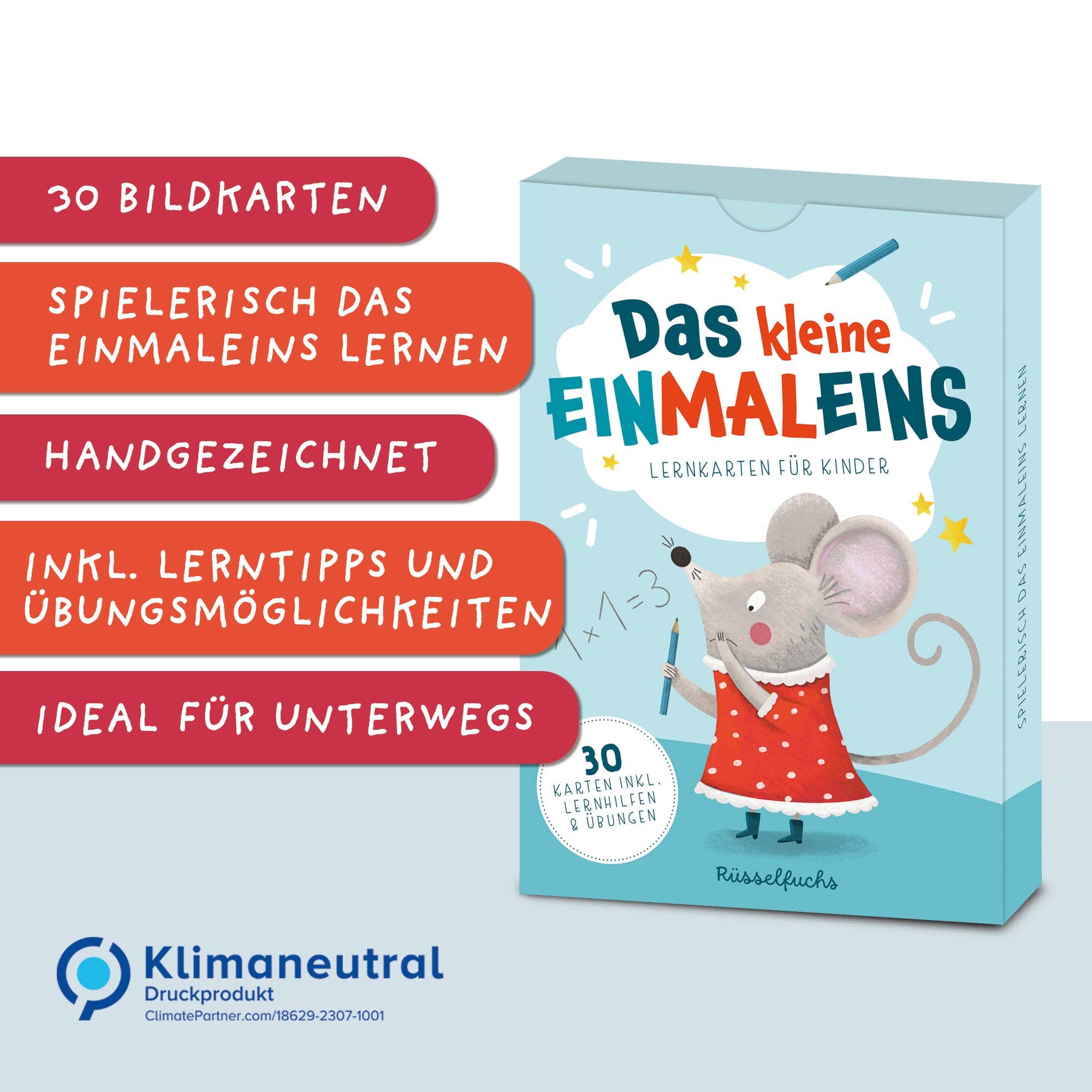 Das kleine Einmaleins – Lernkarten 1–10 für Kinder Rüsselfuchs - malmichmunt.com