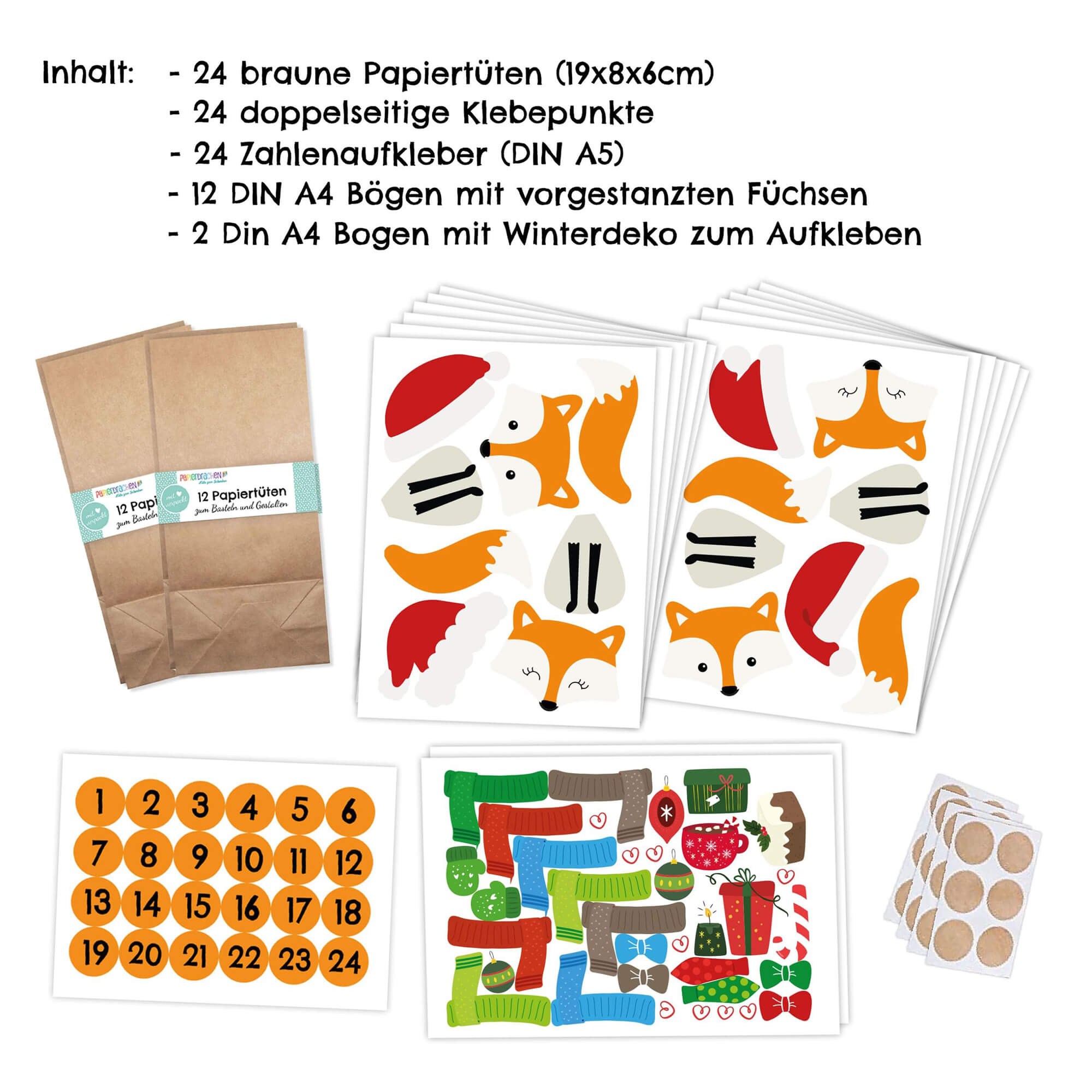 DIY Füchse Adventskalender Papierdrachen Papierdrachen - malmichmunt.com