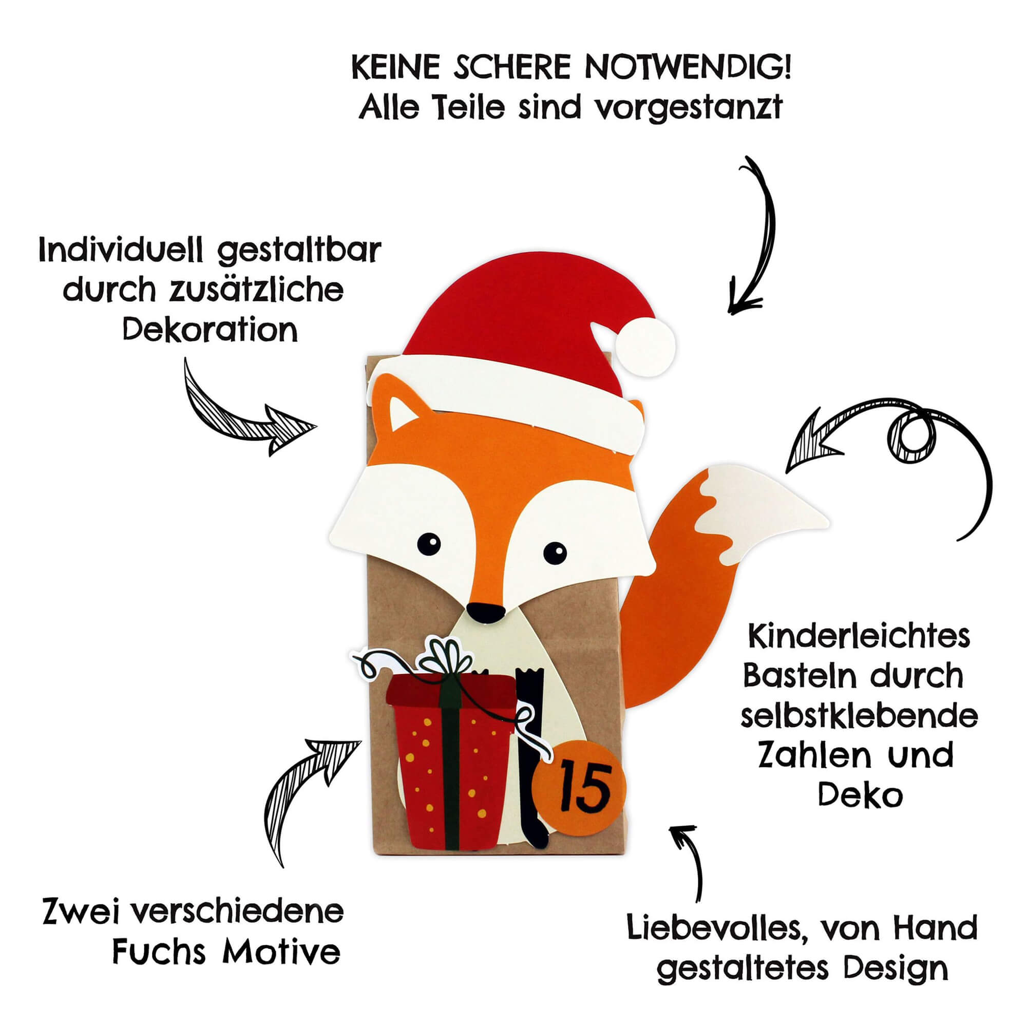 DIY Füchse Adventskalender Papierdrachen Papierdrachen - malmichmunt.com