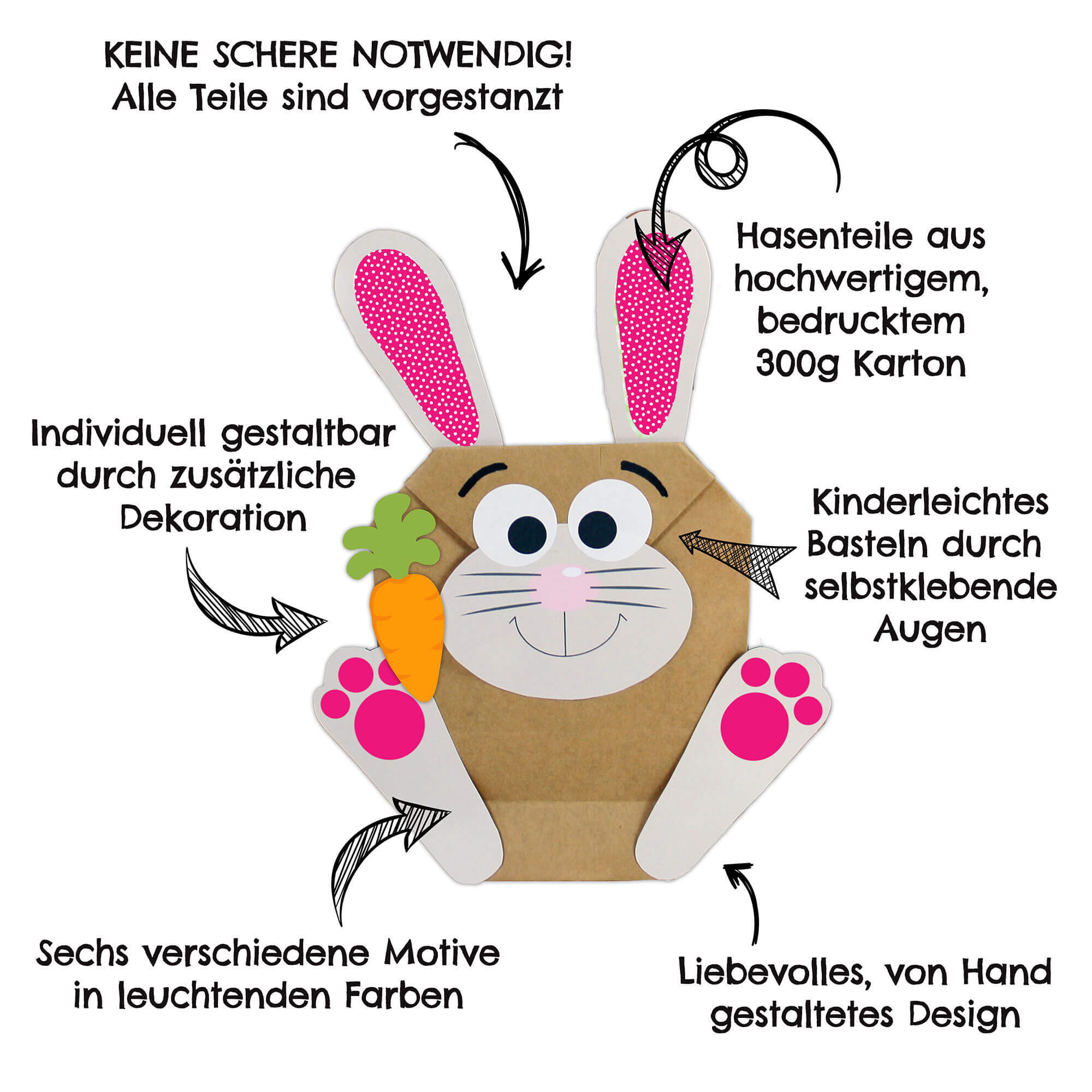 DIY Osterhasen zum Basteln Papierdrachen - malmichmunt.com