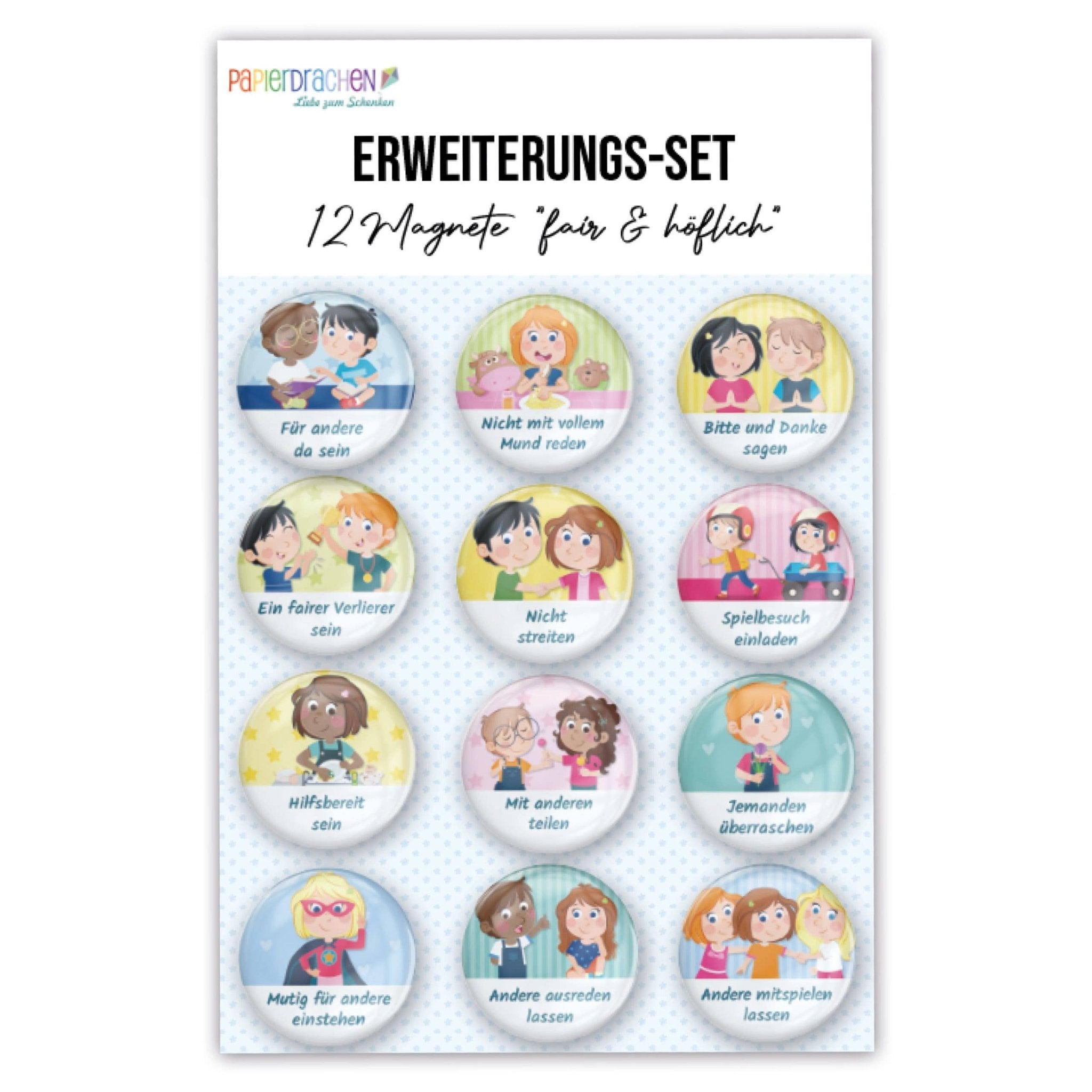 Erweiterungs - Set für Magnettafel "Fair und höflich" Papierdrachen - malmichmunt.com