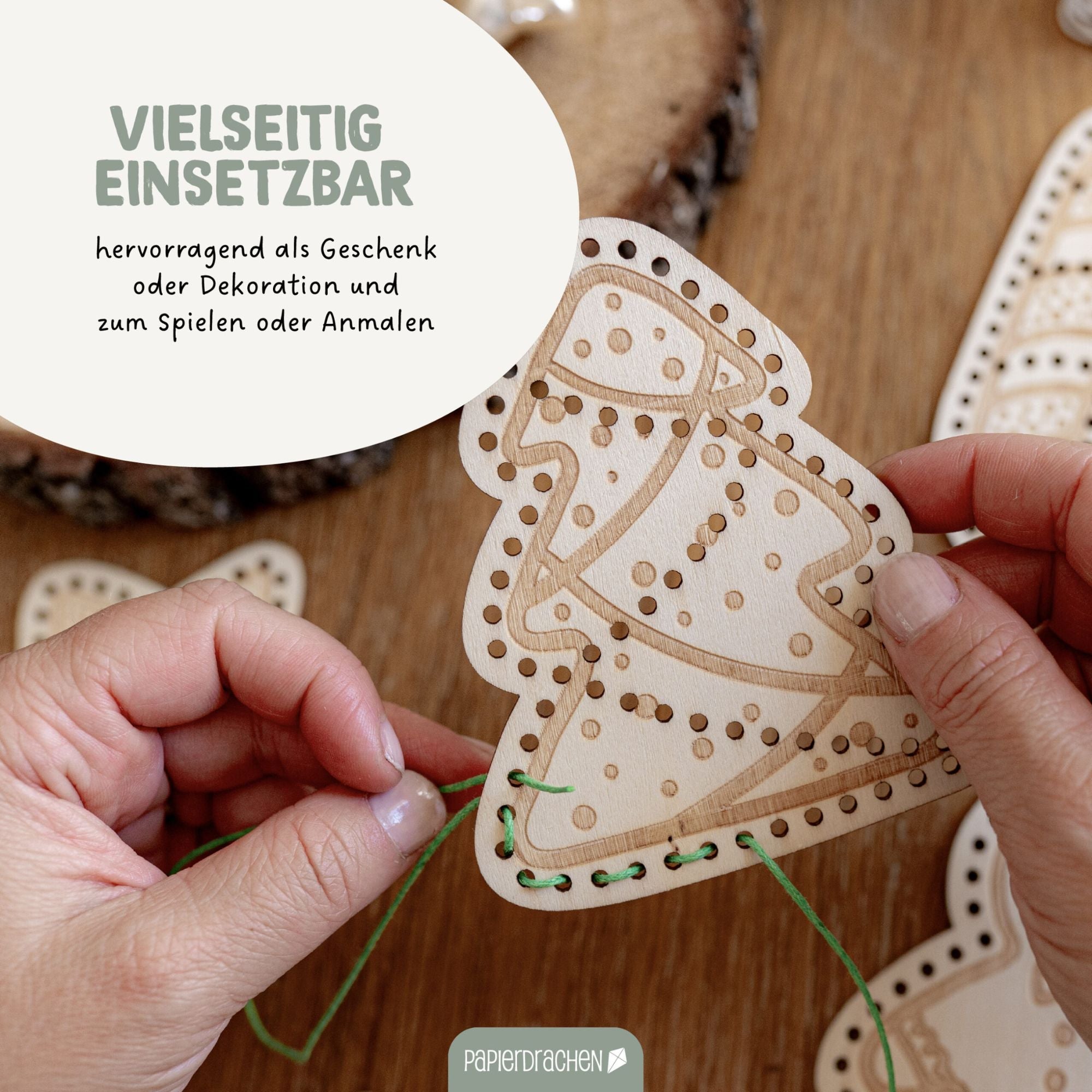 Fädelset aus Holz zu Weihnachten Papierdrachen - malmichmunt.com
