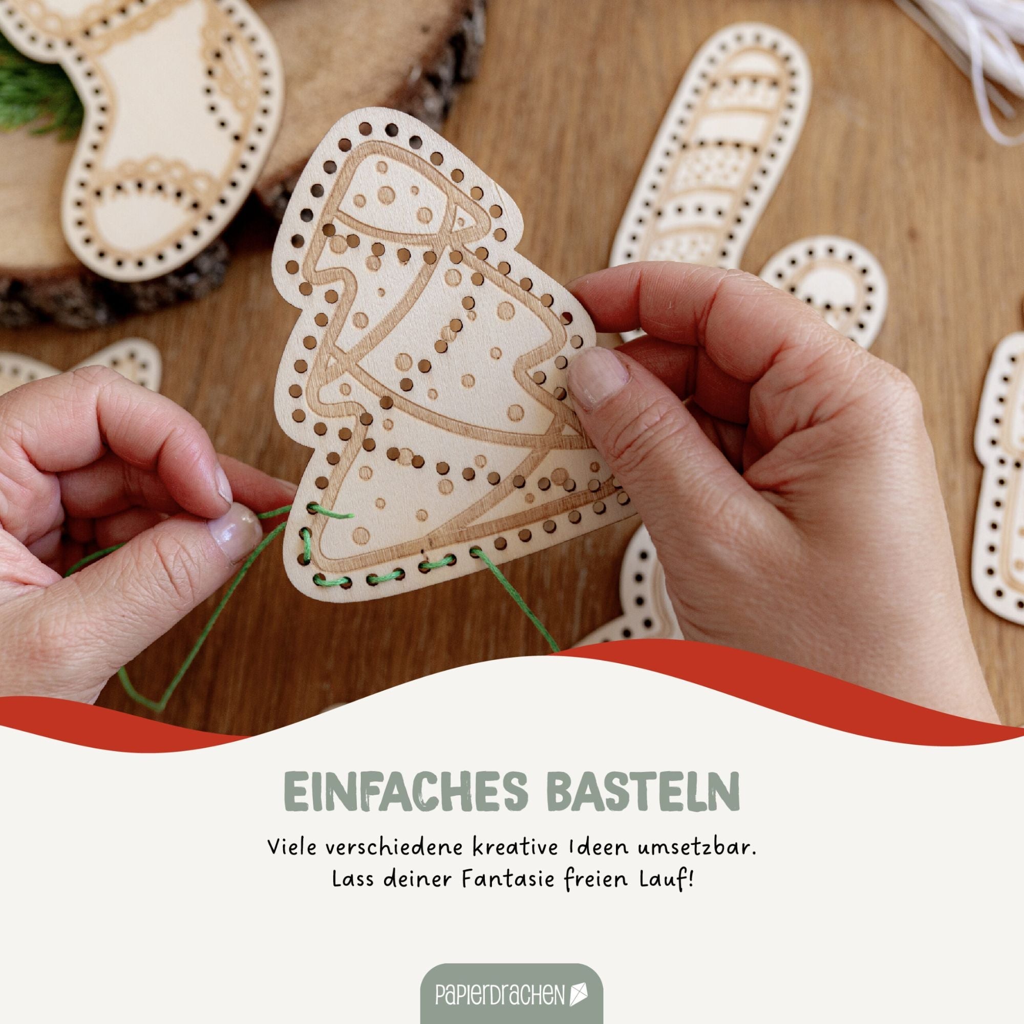 Fädelset aus Holz zu Weihnachten Papierdrachen - malmichmunt.com