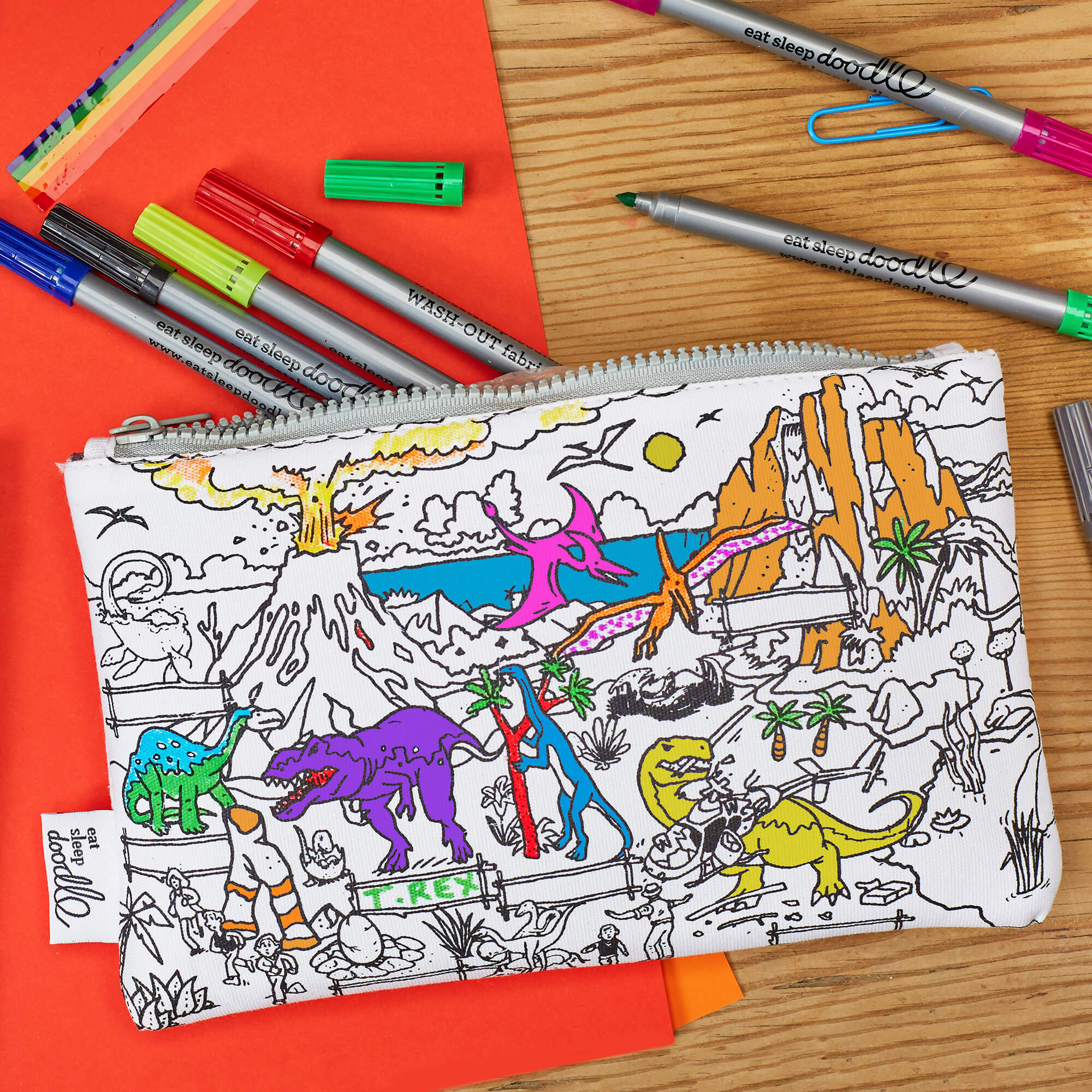 Federmappe zum Ausmalen Dinosaurier EatSleepDoddle - malmichmunt.com