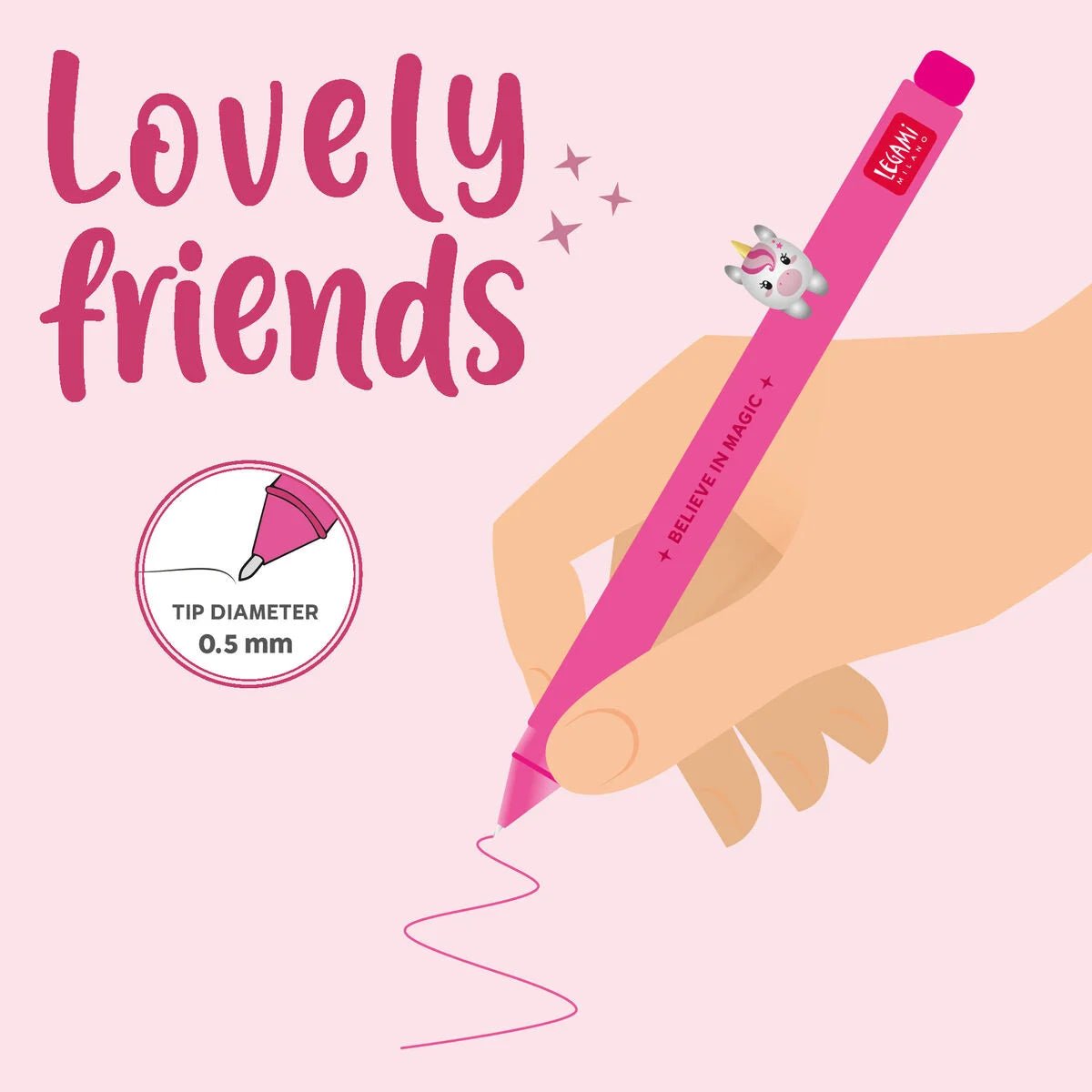 Gelstift Lovely Friends - Einhorn Legami - malmichmunt.com