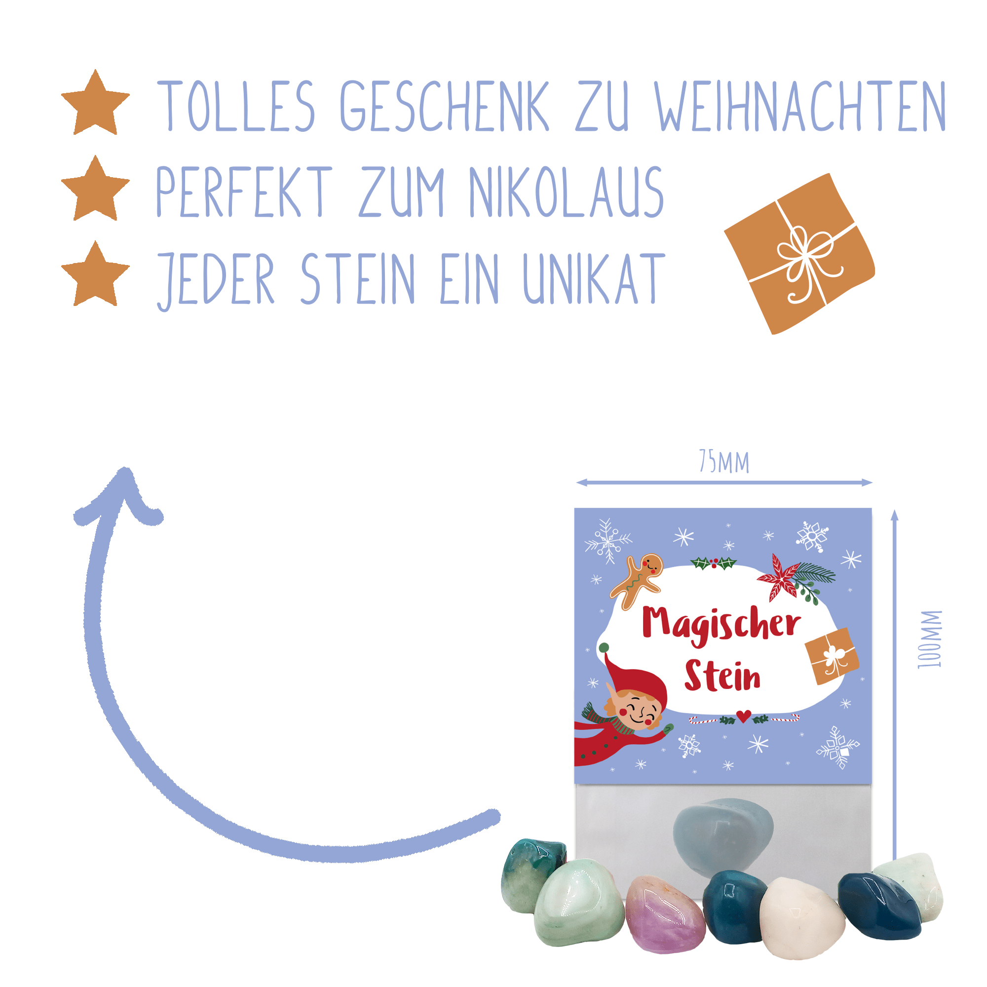 Glücksstein Weihnachten (Elf) Jeka - malmichmunt.com